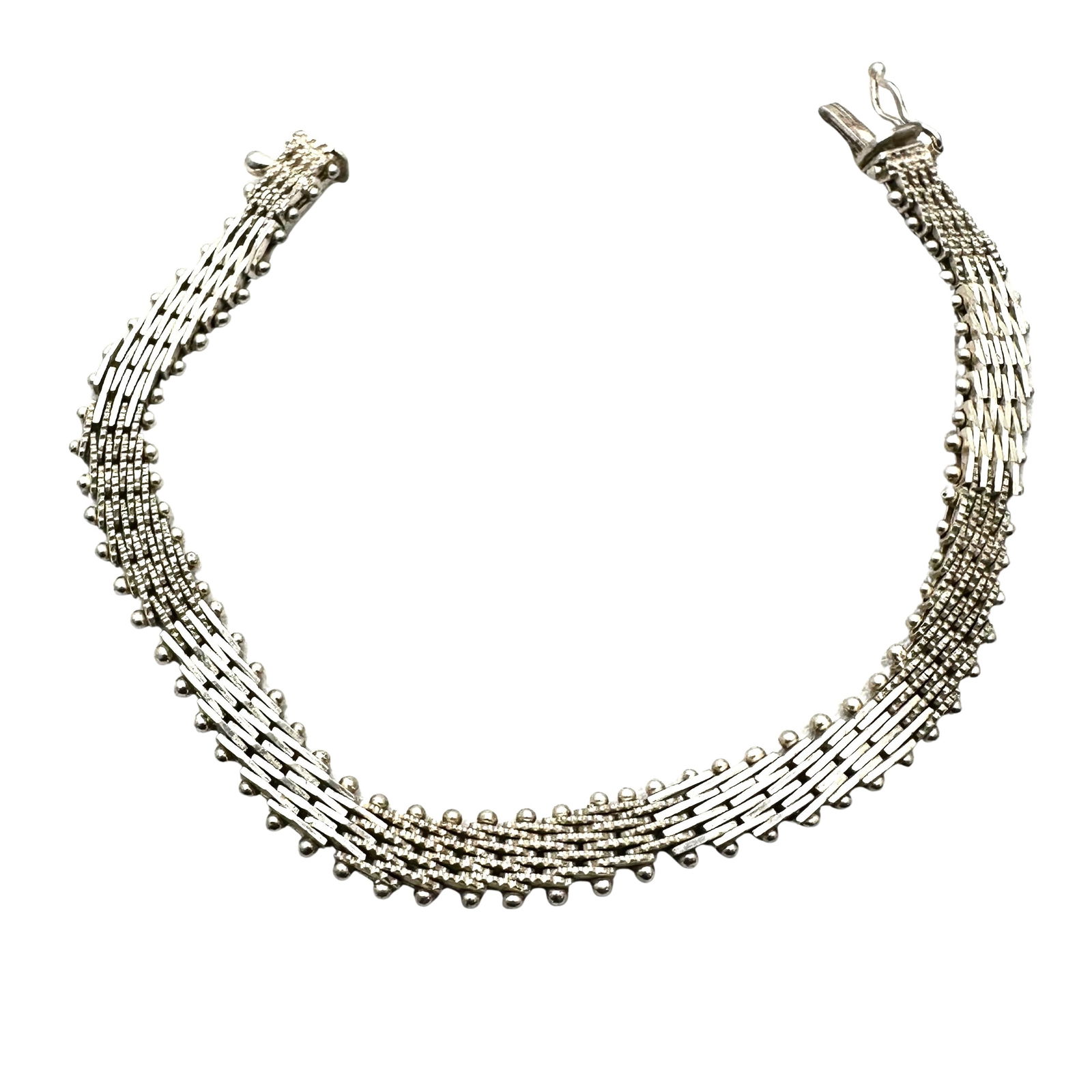 Vintage Sterling Silver Woven Design Bracelet 7 Inch Weight 14 Grams: Vintage Sterling Silver Woven Design Bracelet 7 Inch Weight 14 Grams