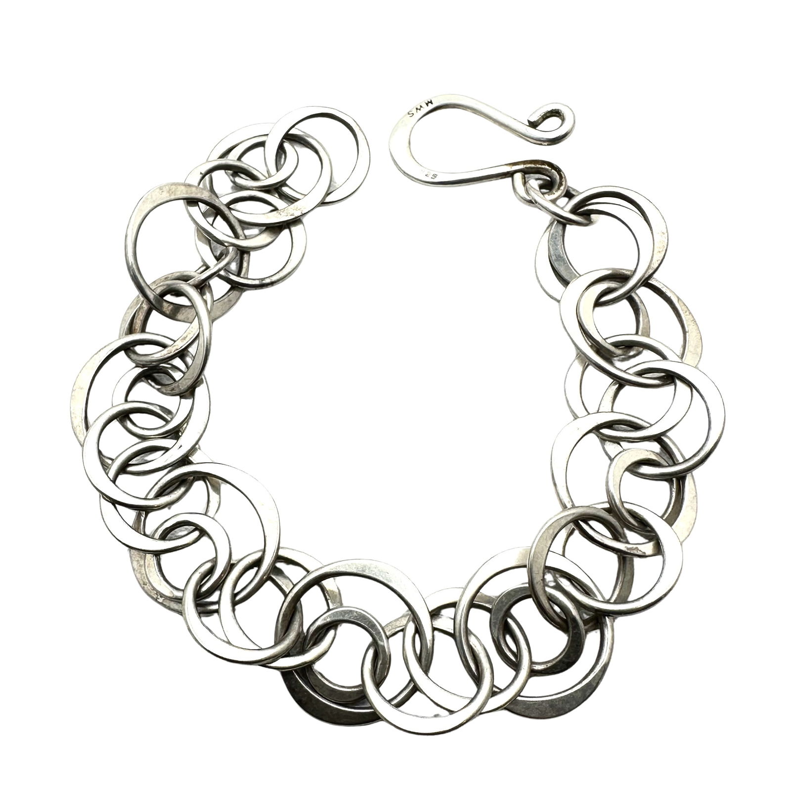 Sterling Silver Modern Circle Design Bracelet 7 Inch Length Weight 20 Grams: Sterling Silver Modern Circle Design Bracelet 7 Inch Length Weight 20 Grams