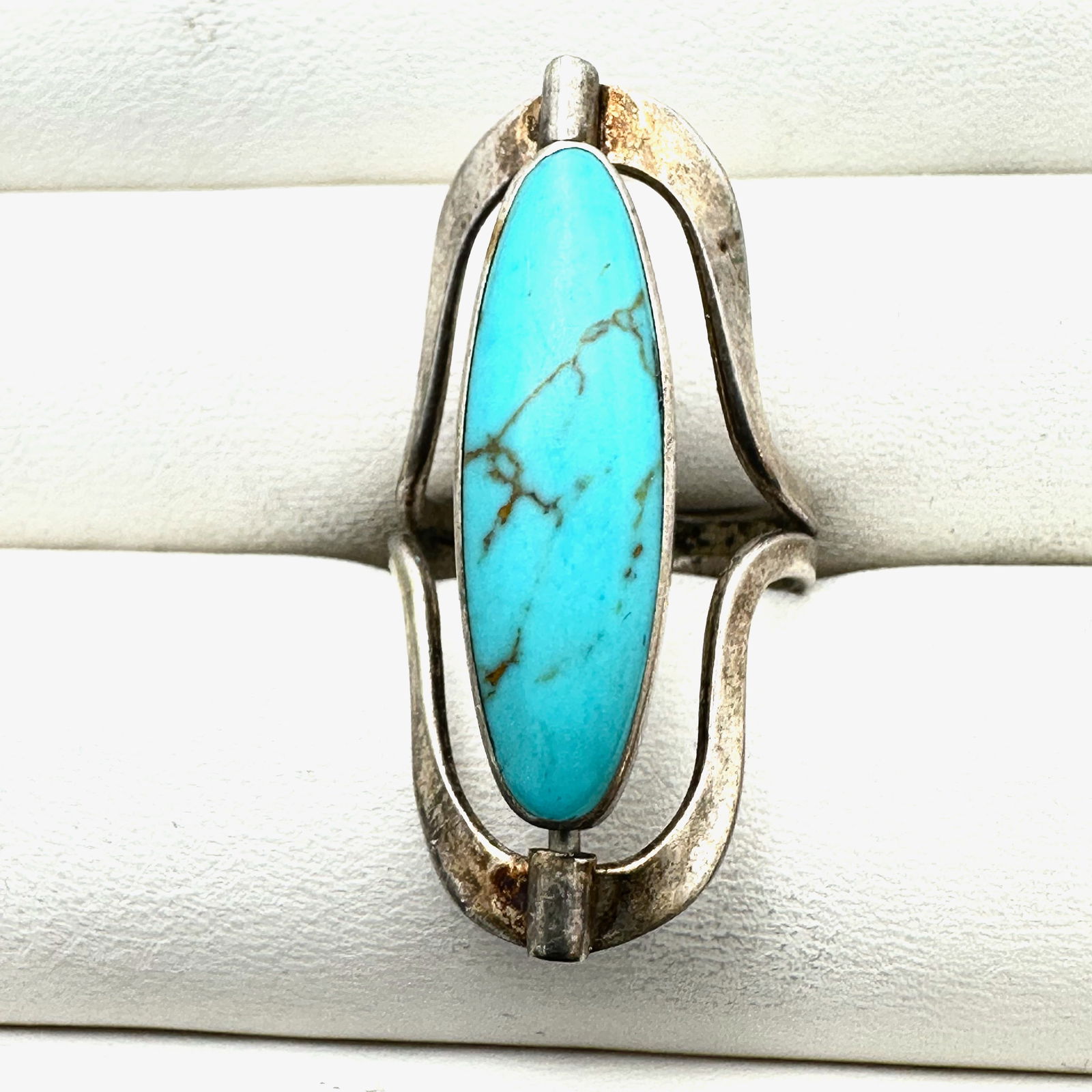 Black Onyx Blue Howlite Sterling Silver Flip Ring Size 7.5 (1 of 2)