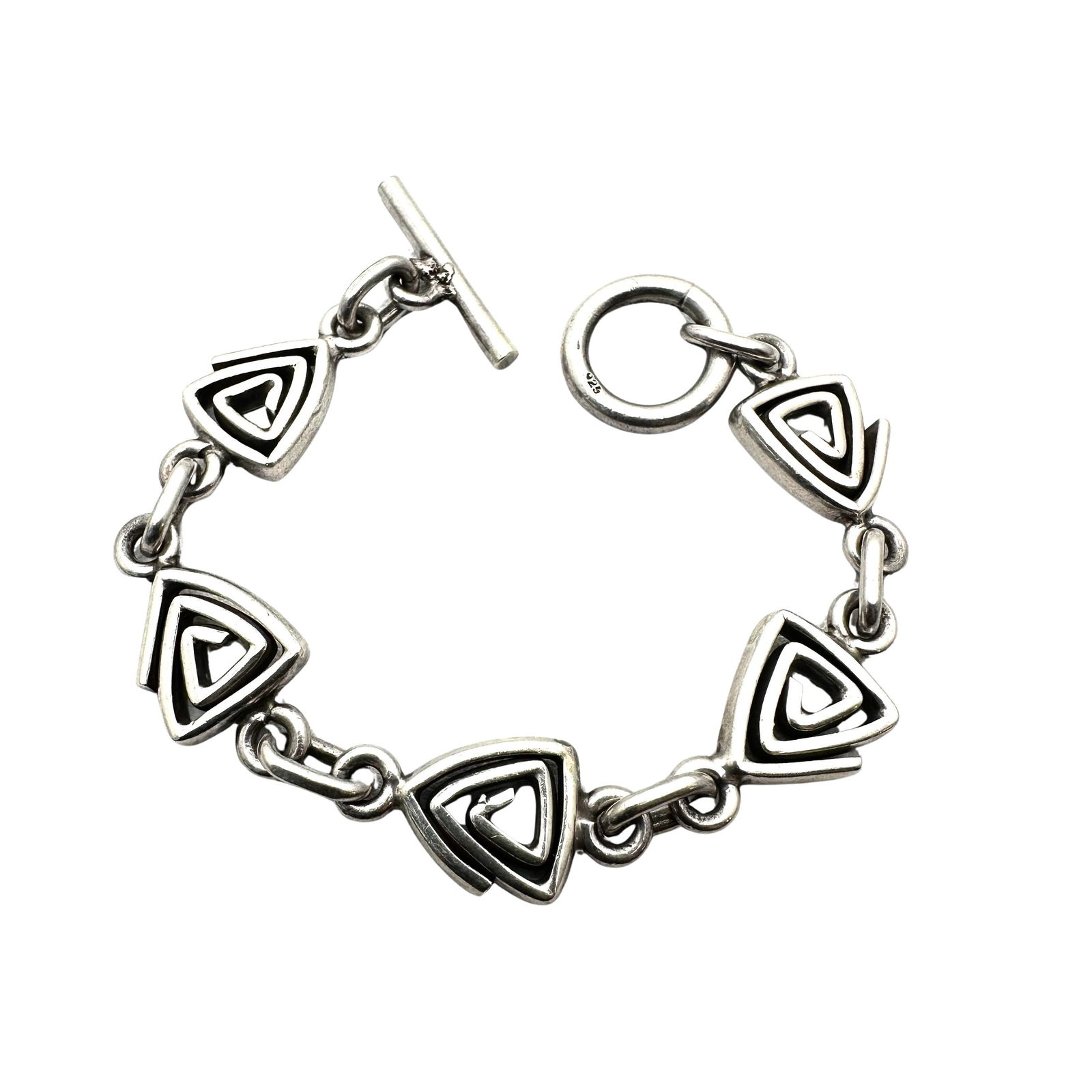 Vintage Chunky Sterling Silver Toggle Bracelet Modernist Design 7 Inch Weight 41 Grams: Vintage Chunky Sterling Silver Toggle Bracelet Modernist Design 7 Inch Weight 41 Grams
