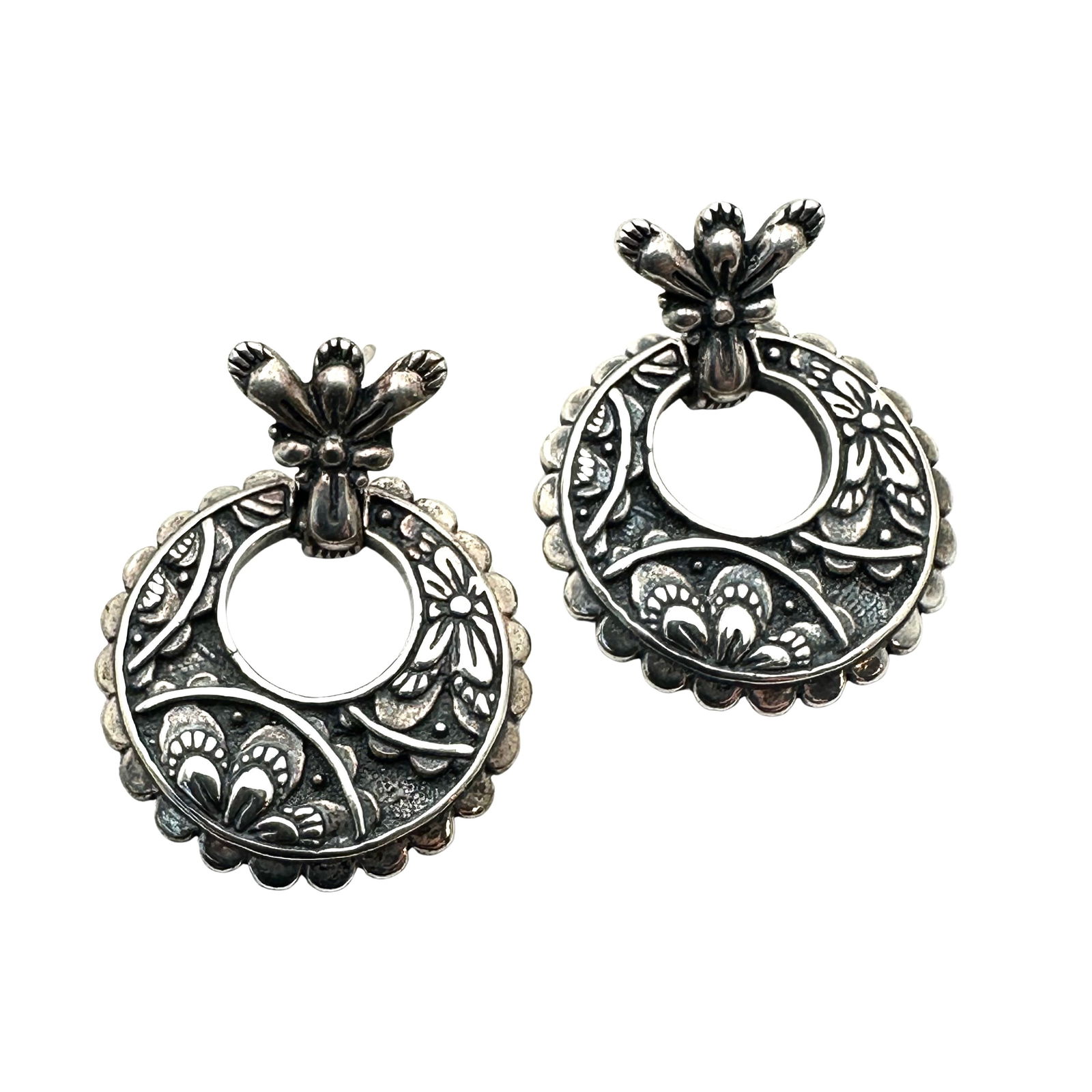 Carolyn Pollack Sterling Silver Pierced Earrings American Southwest 1 Inch Length (1 of 2)