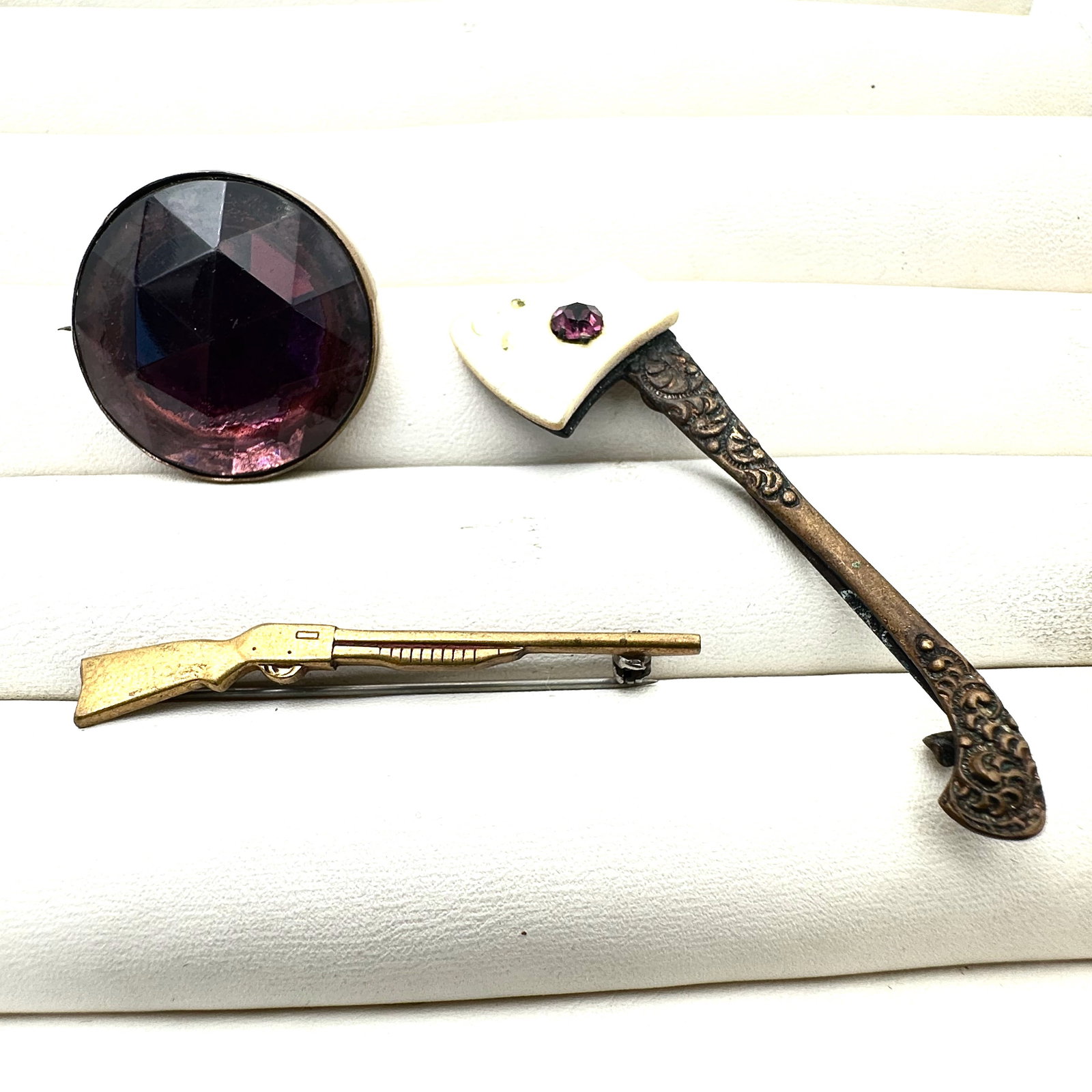 Antique Group Brooches Pins Czech Glass Gun Rifle Bar Brooch: Antique Group Brooches Pins Czech Glass Gun Rifle Bar Brooch
