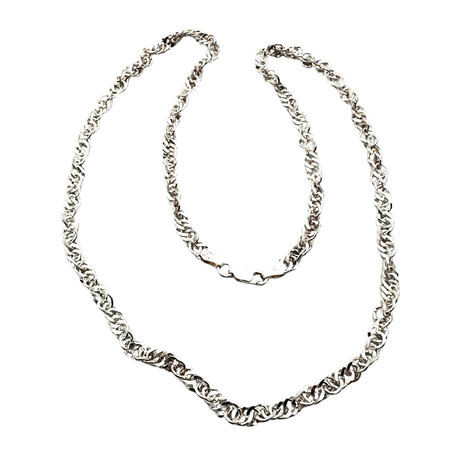 Italy Sterling silver Fancy Link Chain Necklace 19 Inch Length 15 Grams (1 of 2)