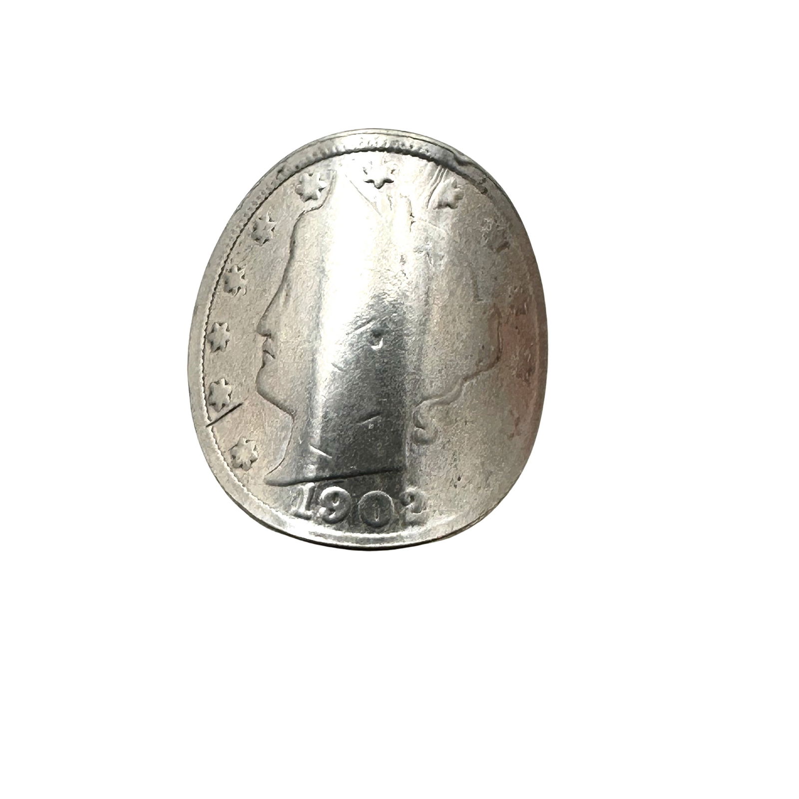 Vintage Buffalo Indian Head Nickel Coin Sterling Silver Band Ring Size 5 (1 of 2)