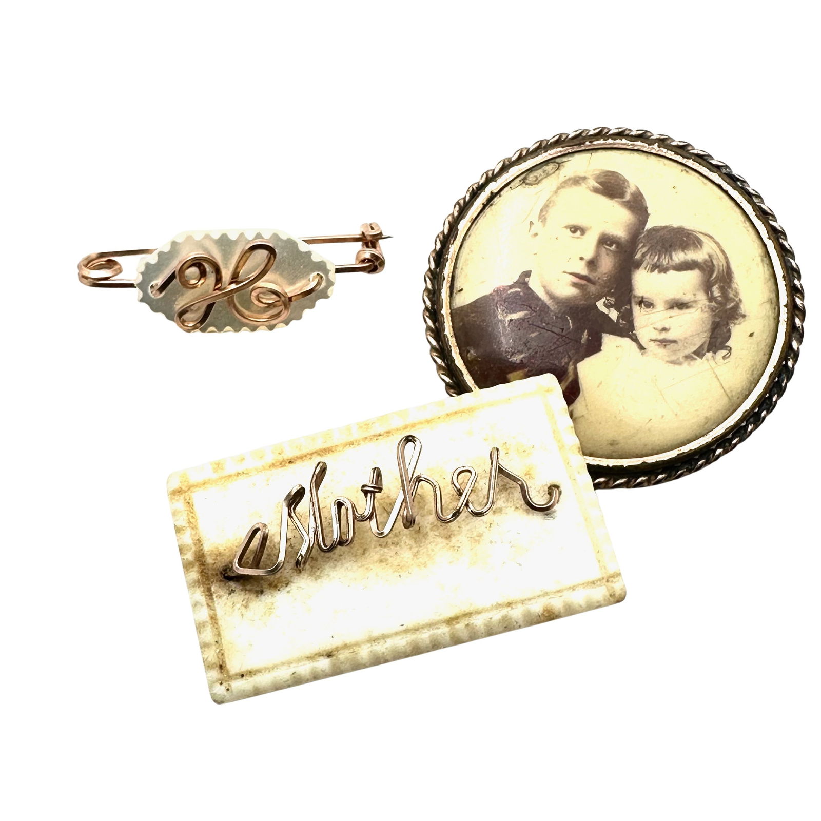Antique Group Pins Brooches Portrait Name Initial Gold Filled (1 of 2)