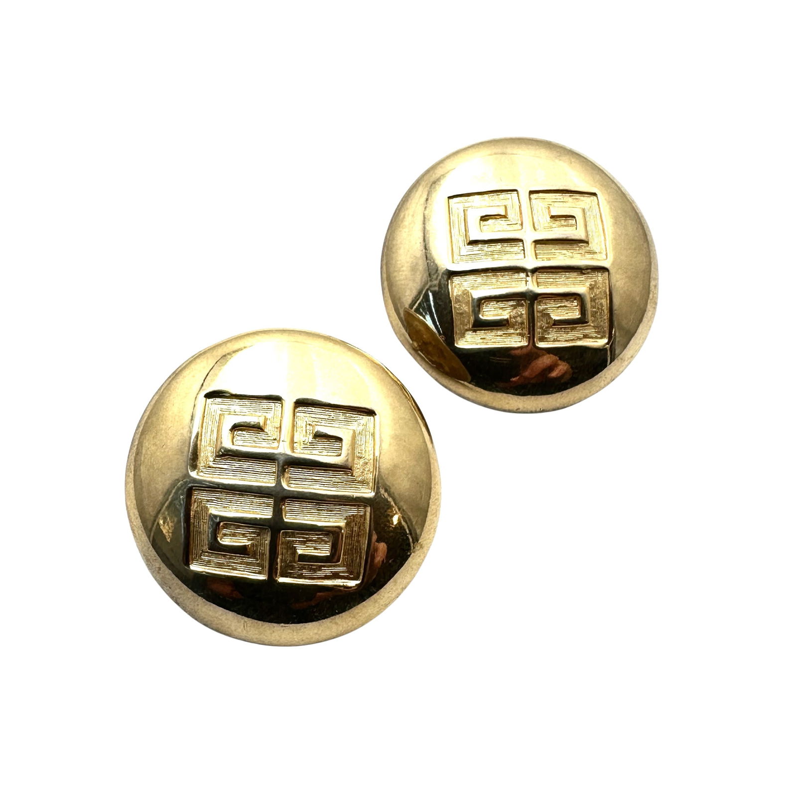 Vintage Givenchy Gold Tone Logo Pierced Earrings 1.25 Inch: Vintage Givenchy Gold Tone Logo Pierced Earrings 1.25 Inch