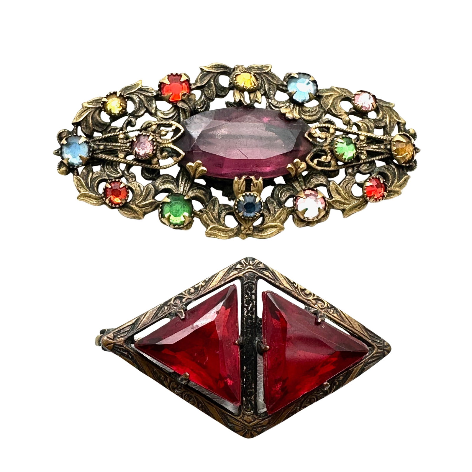 Antique Victorian Czech Glass Brooches Pins: Antique Victorian Czech Glass Brooches Pins
