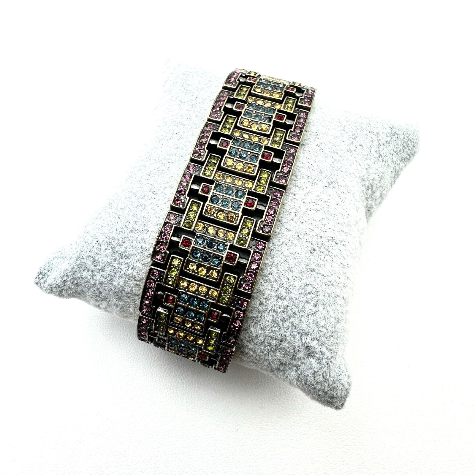 Heidi Daus Multicolor Crystal Antiqued Gold Tone Bracelet 7 1/4 Inch (1 of 2)