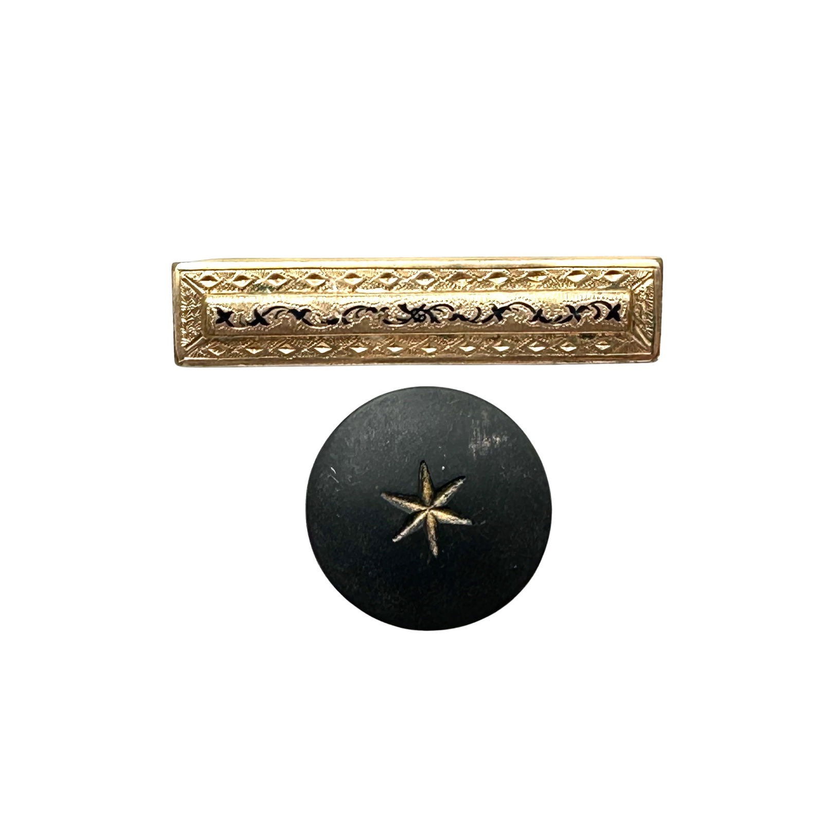 Antique Victorian Mourning Brooch Pin Black Enamel Bar Pin (1 of 2)