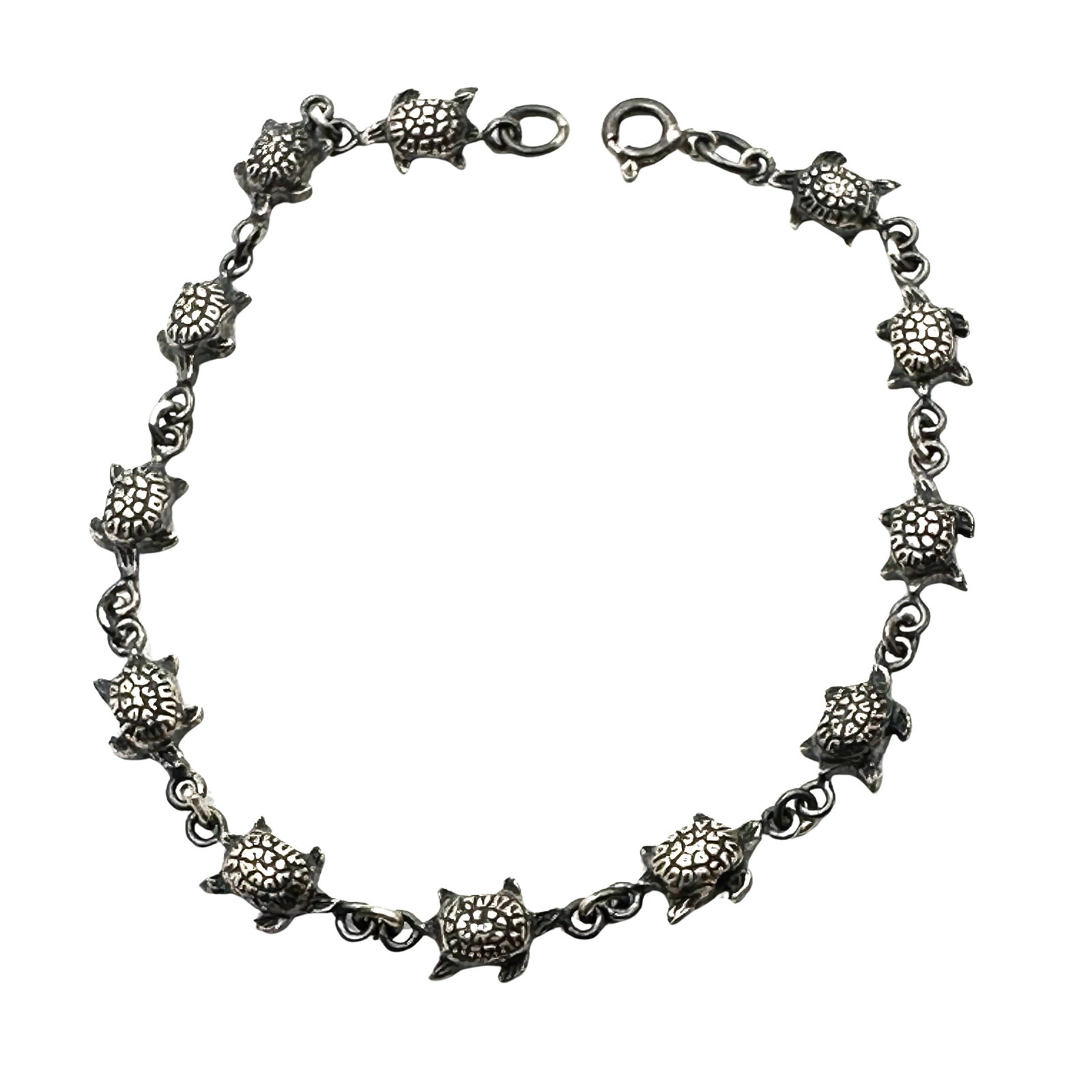 Sterling Silver Turtle Design Bracelet 7 Inch Length 6 Grams: Sterling Silver Turtle Design Bracelet 7 Inch Length 6 Grams