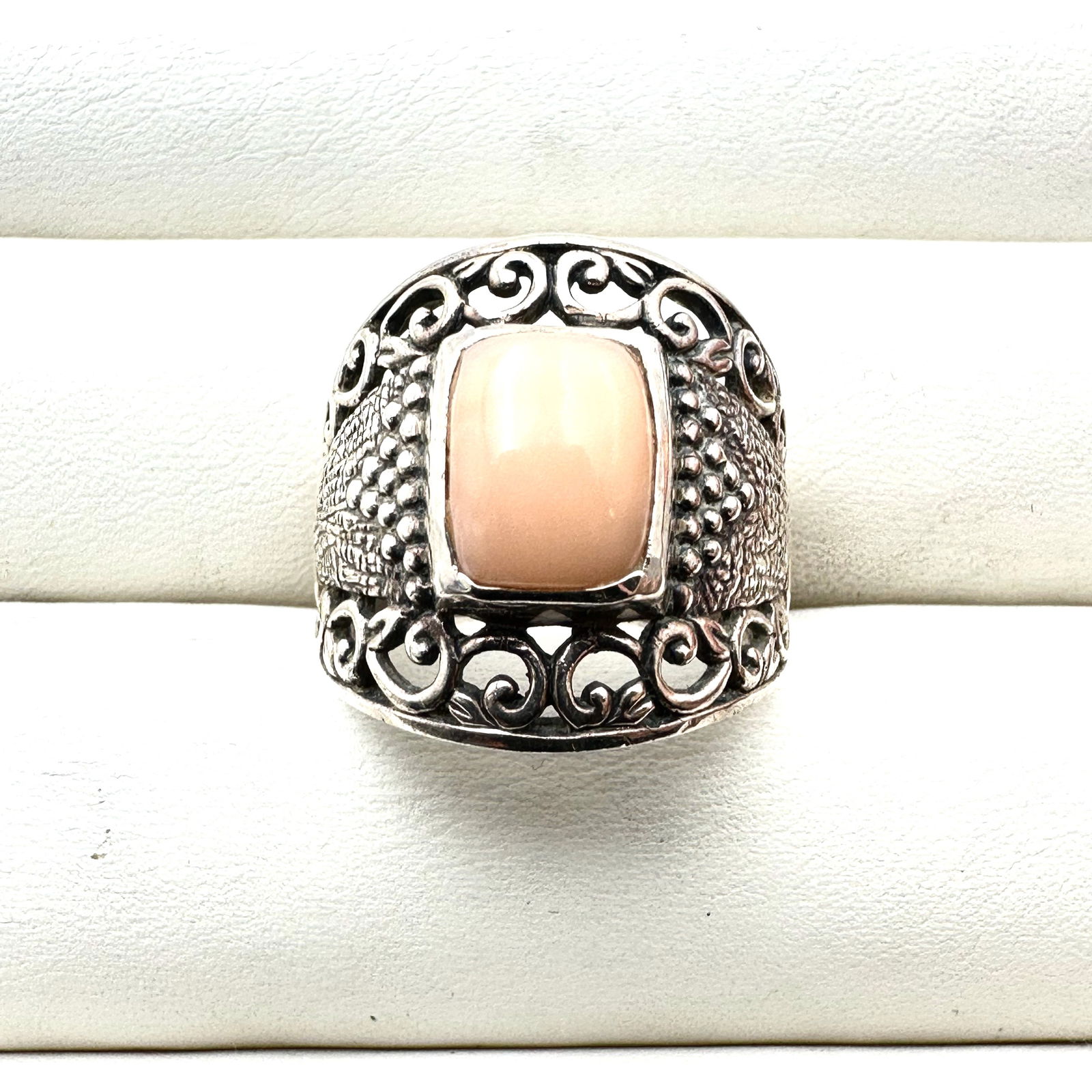 Diamond & Pink Gemstone Sterling Silver Ring Size 8 (1 of 2)