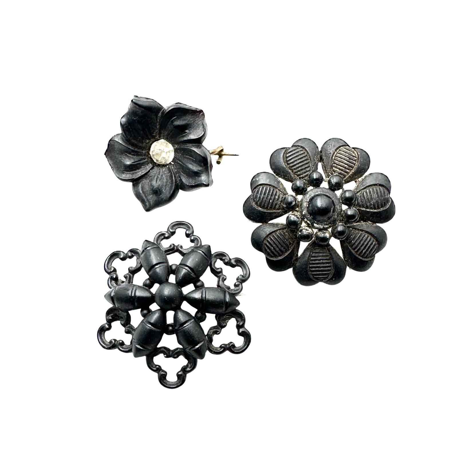 Antique Victorian Black Mourning Pins Brooches (1 of 2)