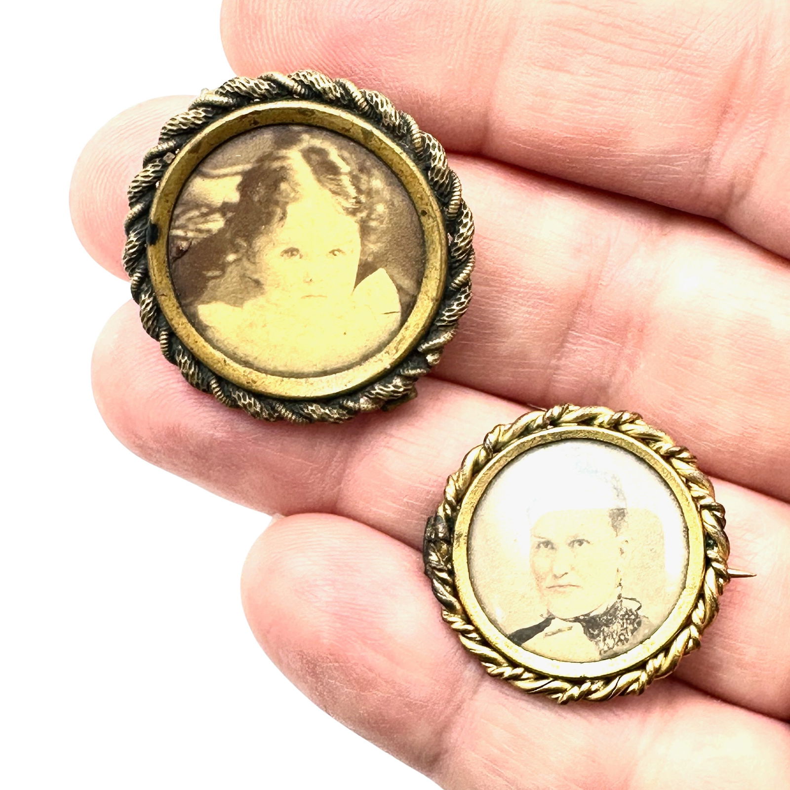 Antique Victorian Gold Filled Portrait Brooches Pins (1 of 2)