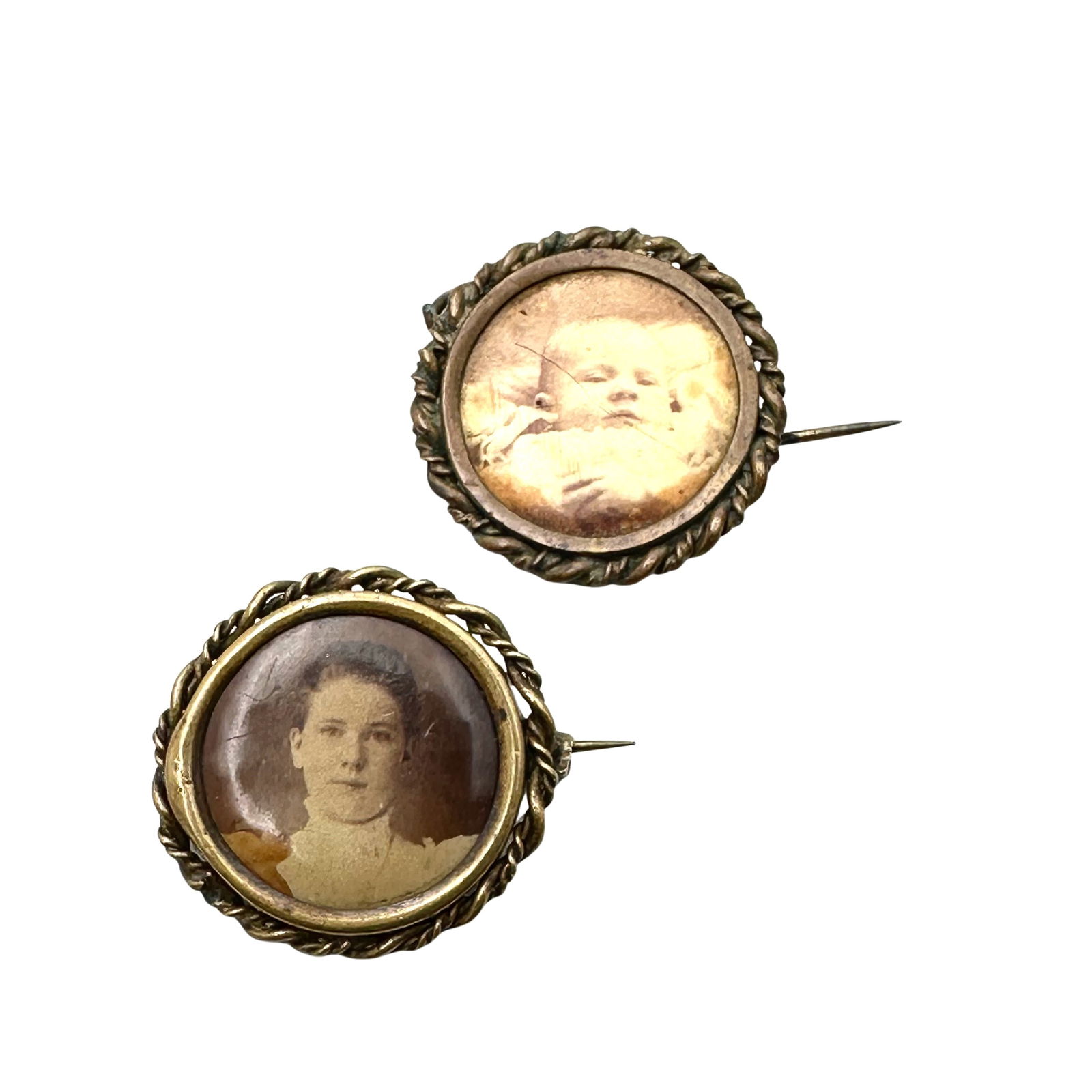 Antique Victorian Gold Filled Portrait Brooches Pins (1 of 2)
