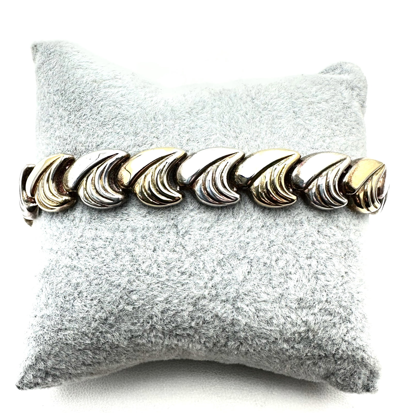 Milor Italy Sterling Silver Gold Plated Accents 7.5 Inch Fancy Link Bracelet 20 Grams: Milor Italy Sterling Silver Gold Plated Accents 7.5 Inch Fancy Link Bracelet 20 Grams