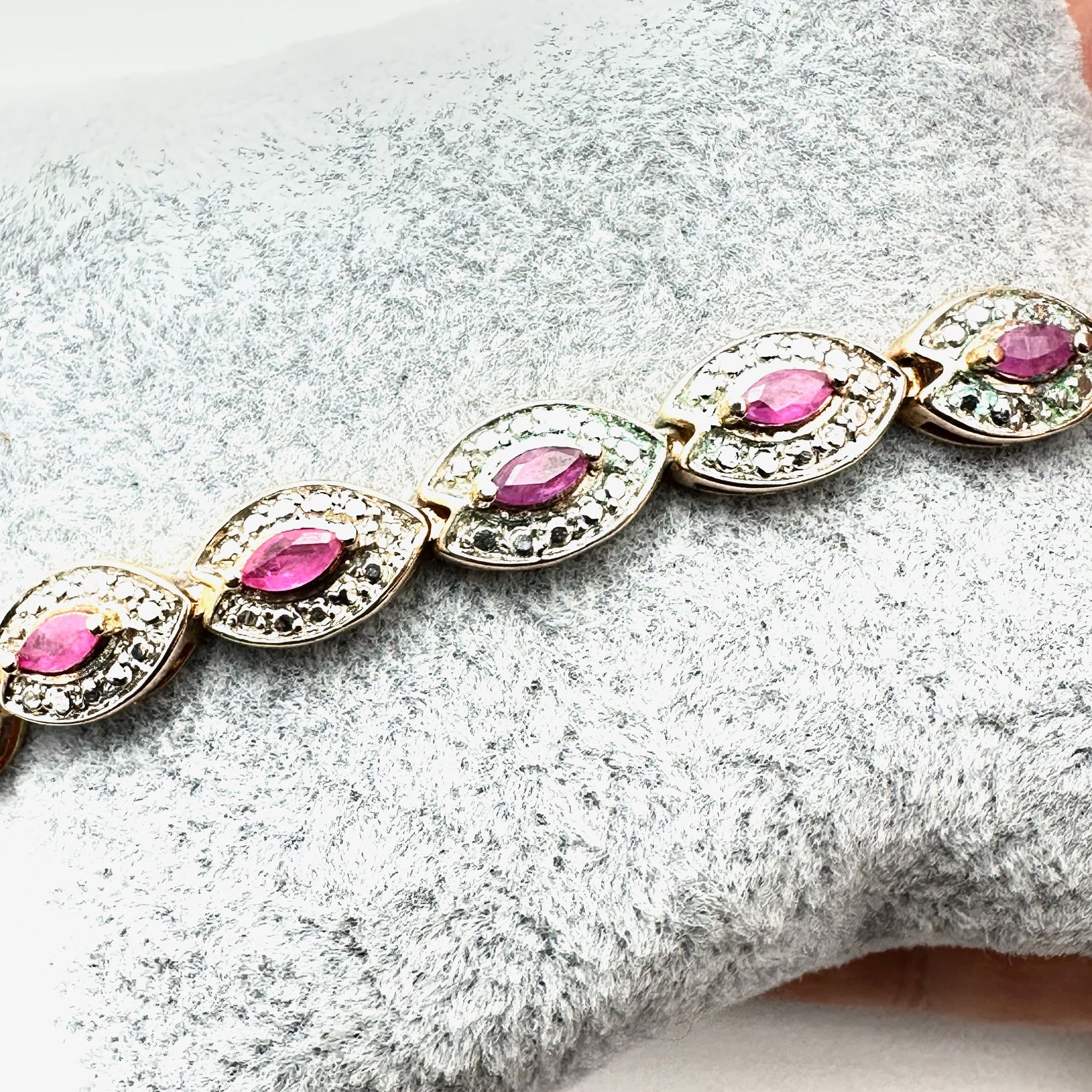 Ross Simons Ruby Diamond Gold Over Sterling Silver Tennis Bracelet 7.25 Inch (1 of 2)