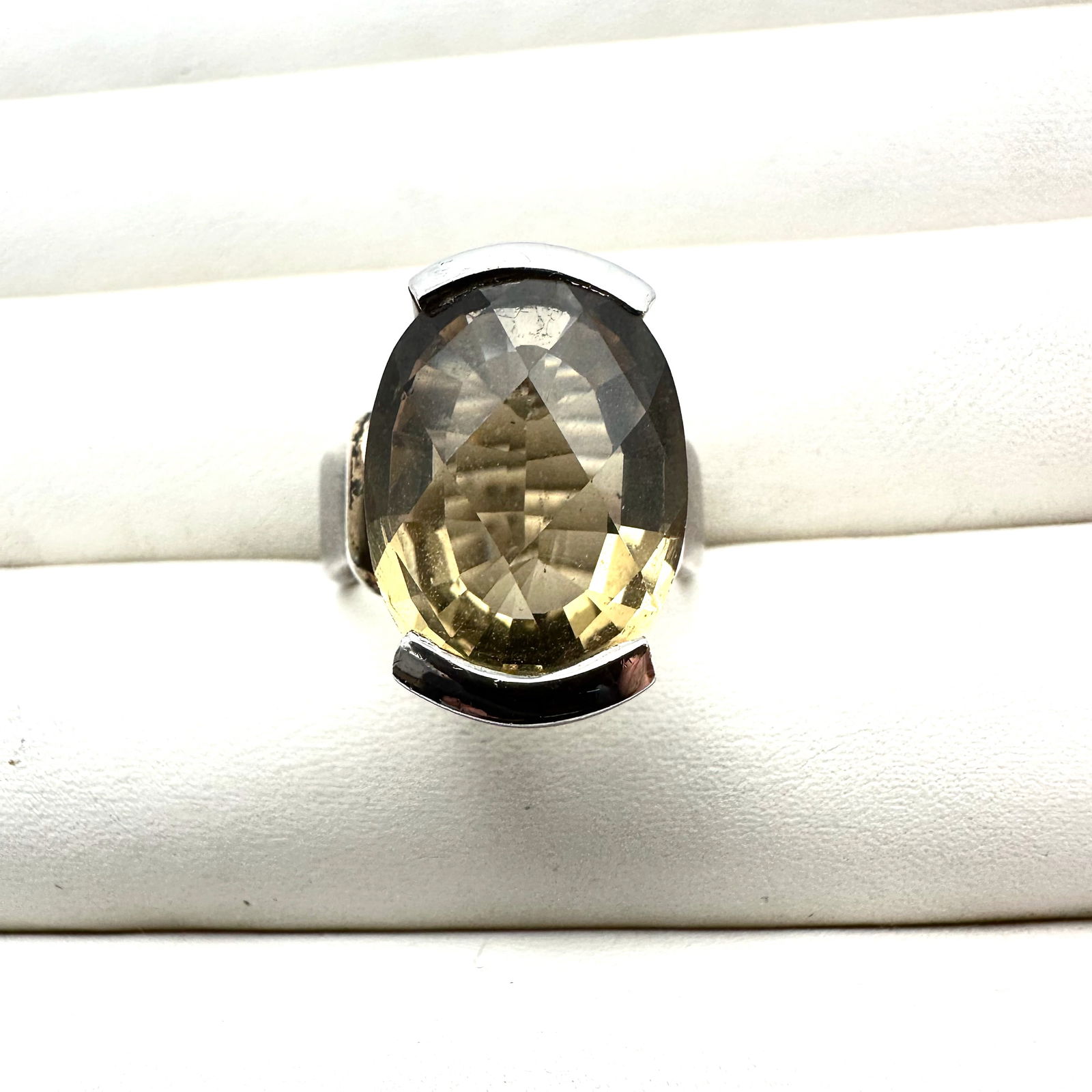 Yellow Citrine Gemstone Sterling Silver Ring Size 8 Weight 13 Grams (1 of 2)
