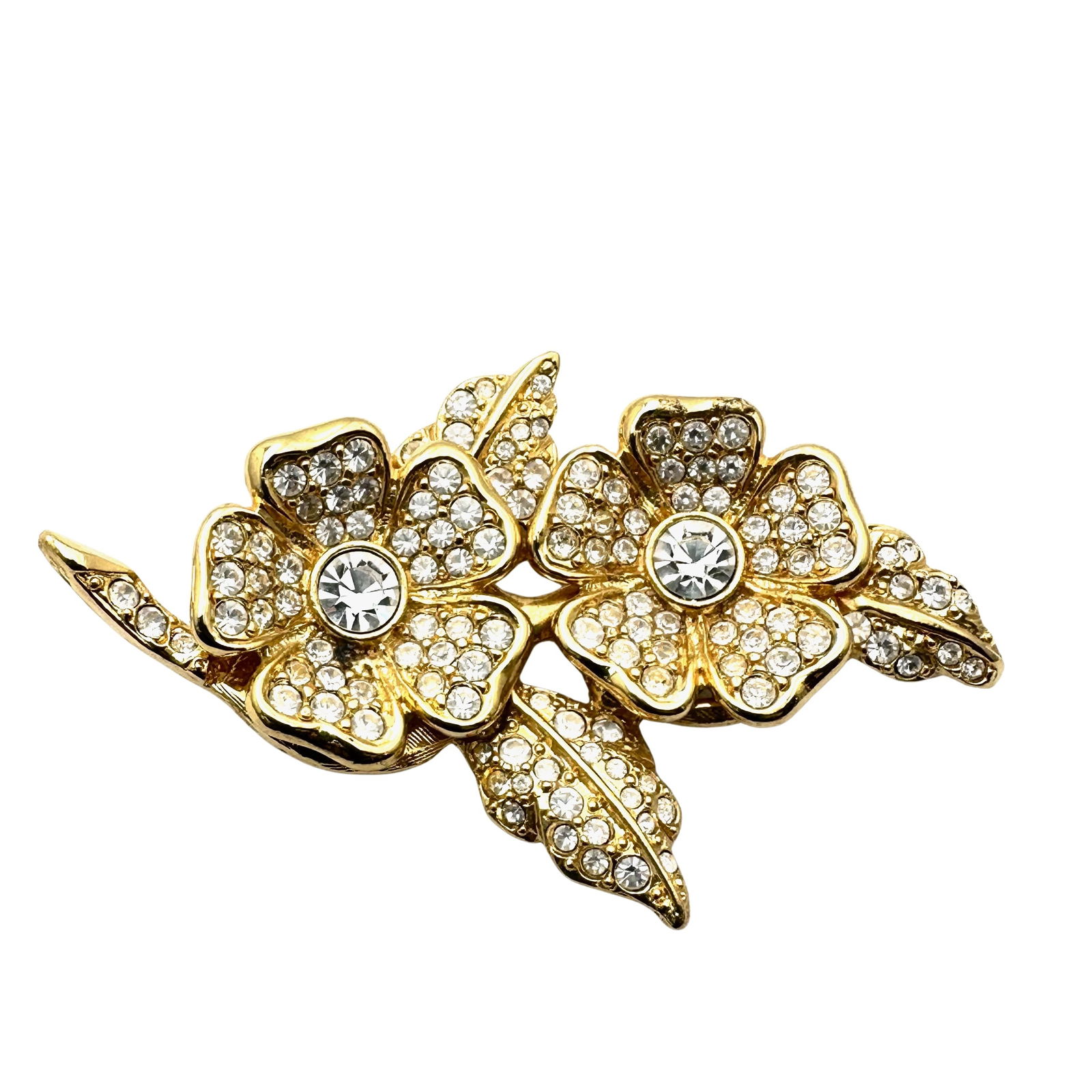 Vintage Joan Rivers Clear Rhinestone Brooch Clip Earrings Combination 2.5 Inch (1 of 2)