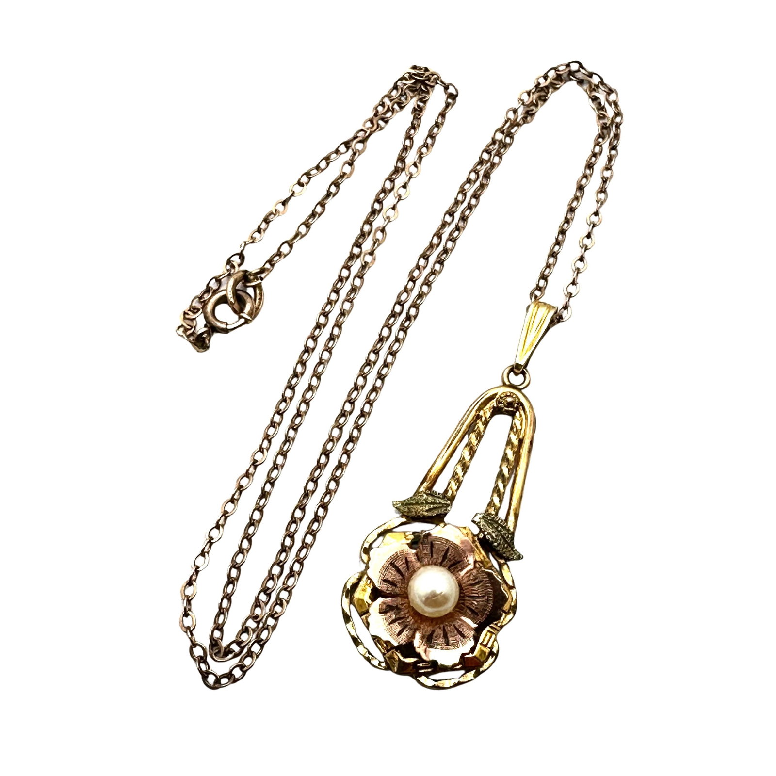 Antique Vintage Gold Filled Pearl Pendant Necklace 18 Inch Chain: Antique Vintage Gold Filled Pearl Pendant Necklace 18 Inch Chain