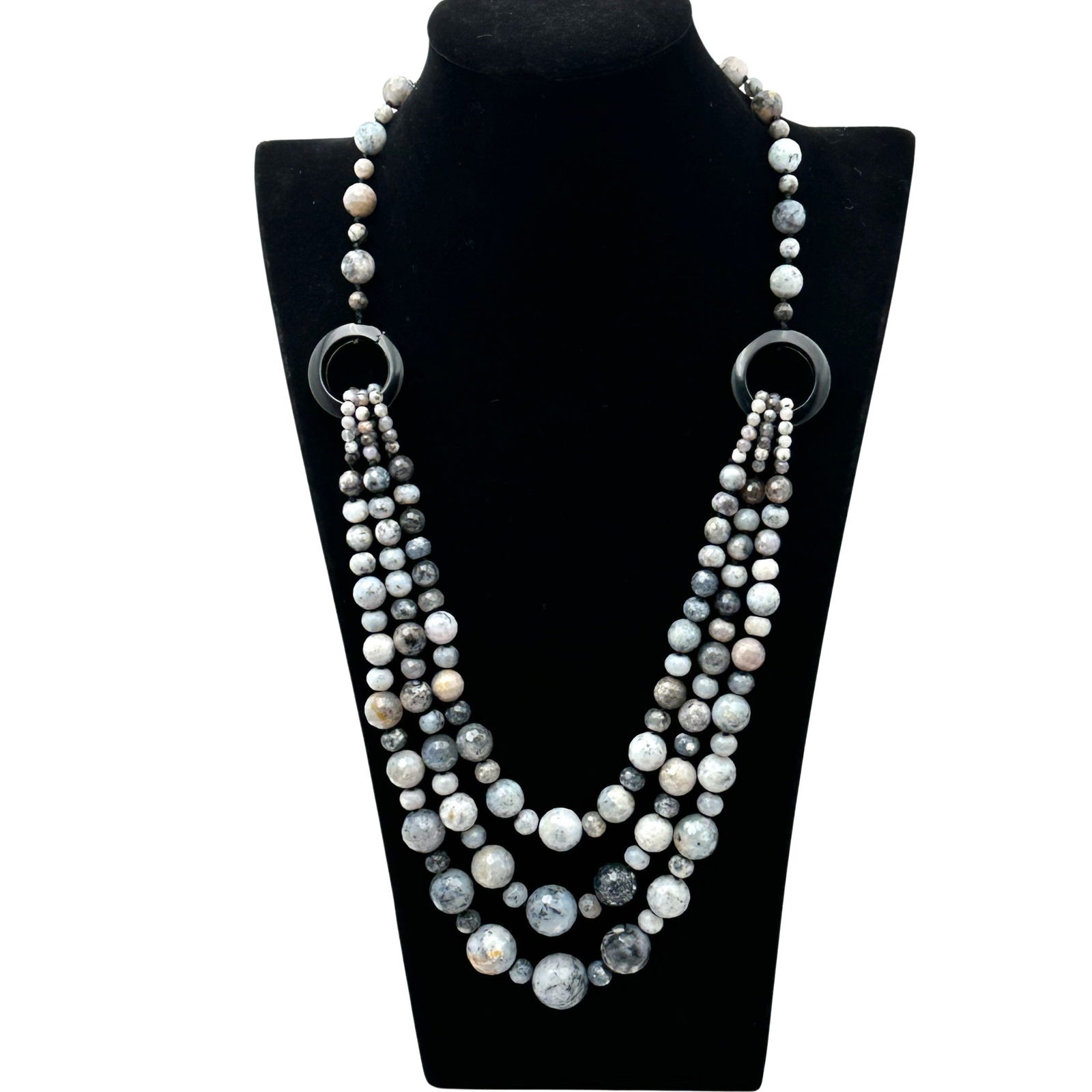 Jay King Mine Finds Sterling Silver Black Grey Gemstone Necklace 20 Inch Length (1 of 2)