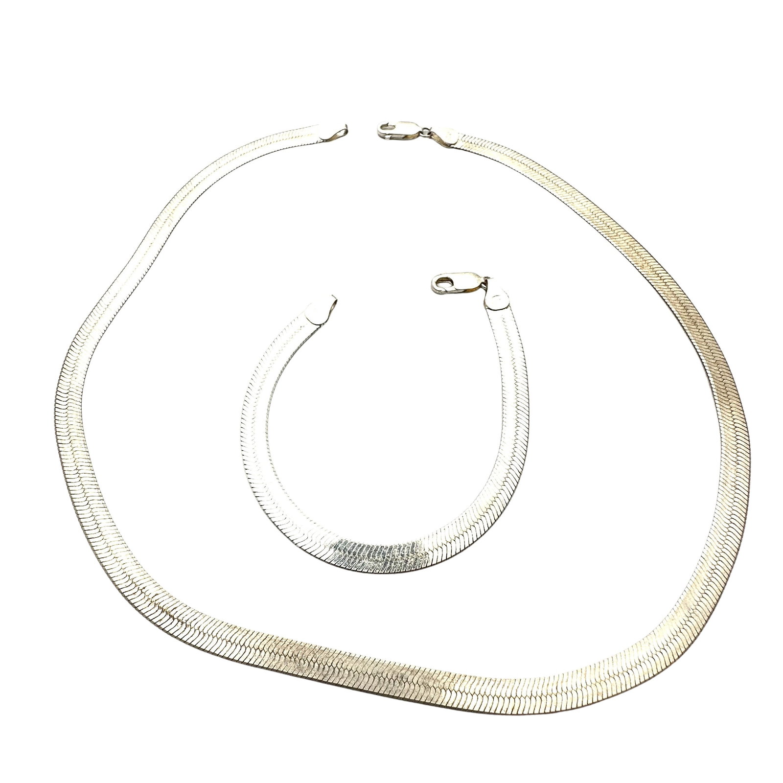 Sterling Silver Omega Chain Necklace 18 Inch 7 Inch Bracelet: Sterling Silver Omega Chain Necklace 18 Inch 7 Inch Bracelet