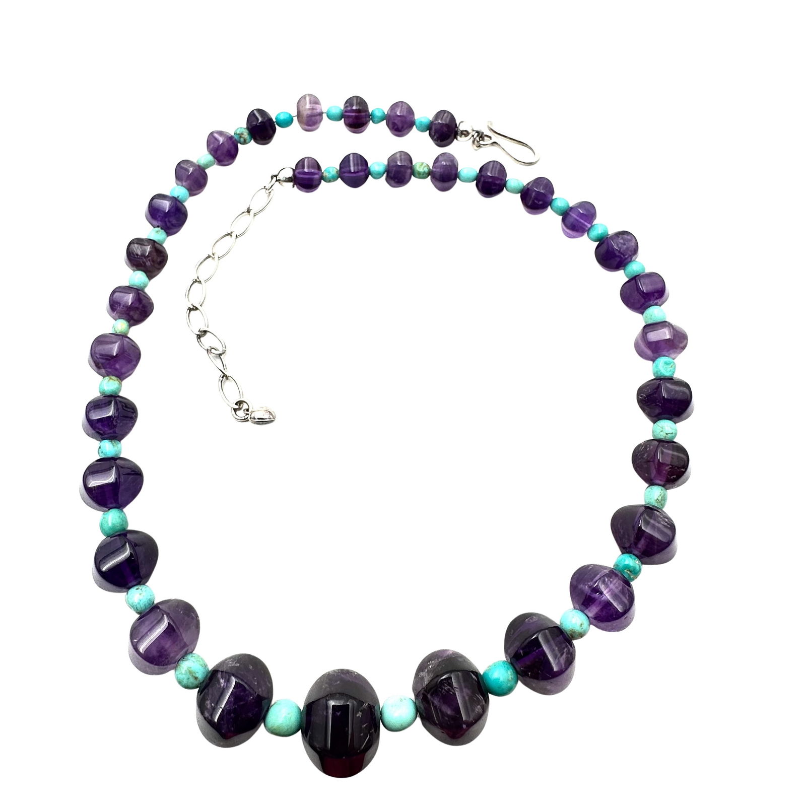 Jay King Mine Finds Amethyst Turquoise Sterling Silver Necklace 16 to 18 Inch: Jay King Mine Finds Amethyst Turquoise Sterling Silver Necklace 16 to 18 Inch