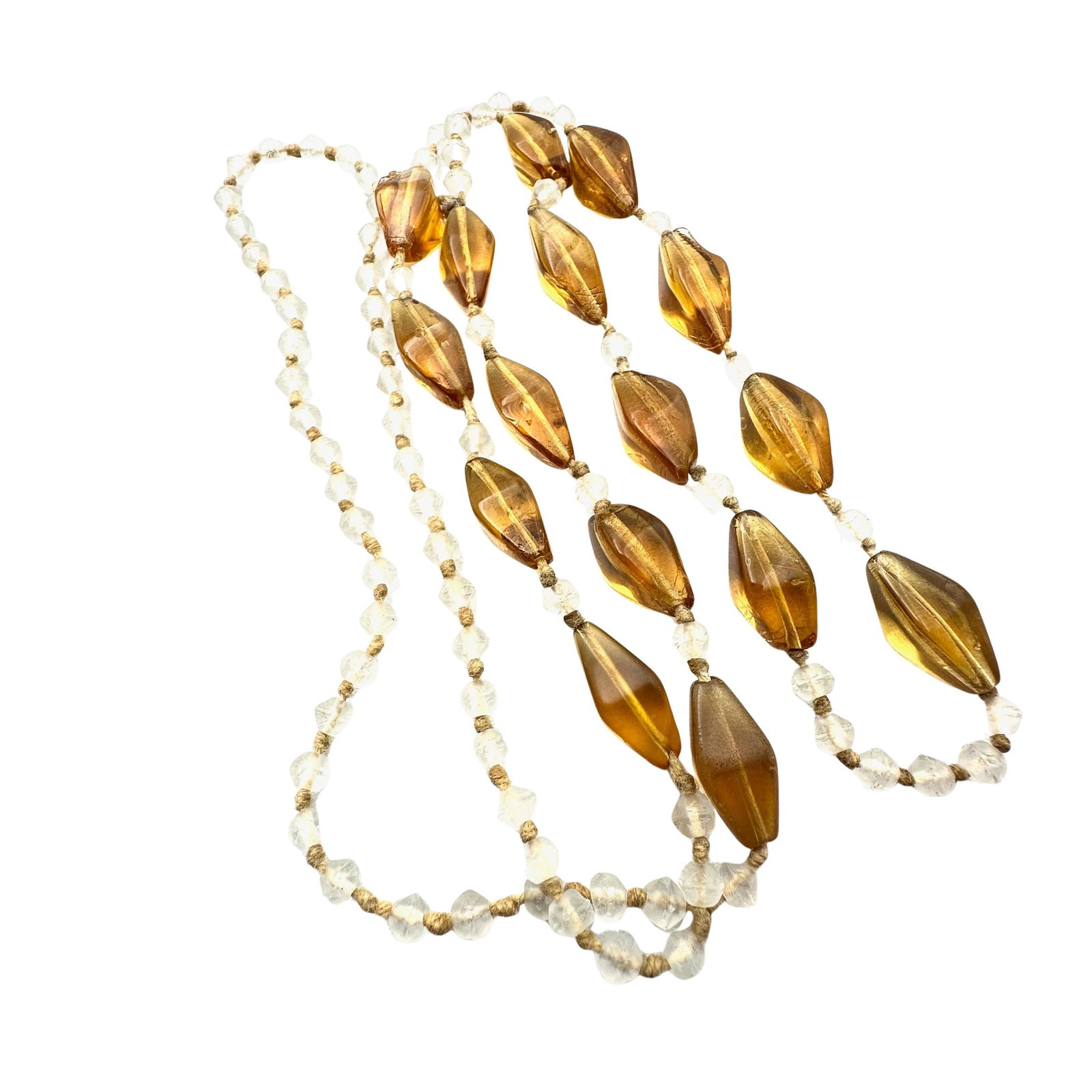 Antique Orange Glass Bead Hand Knotted Flapper Necklace 30 Inch Length: Antique Orange Glass Bead Hand Knotted Flapper Necklace 30 Inch Length