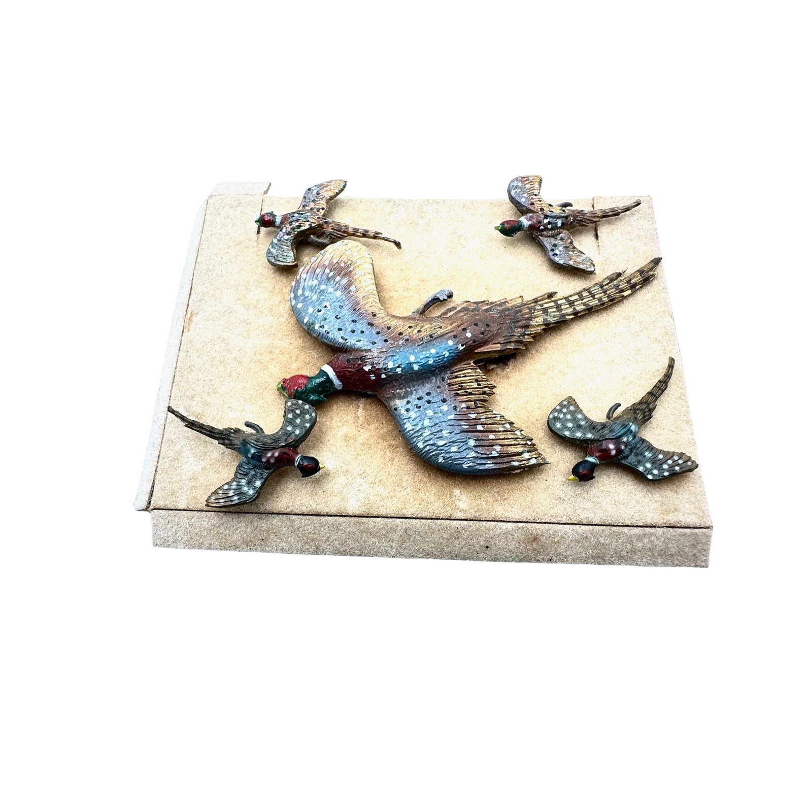 Vintage Group of Enamel Pheasant Bird Brooches Pins: Vintage Group of Enamel Pheasant Bird Brooches Pins