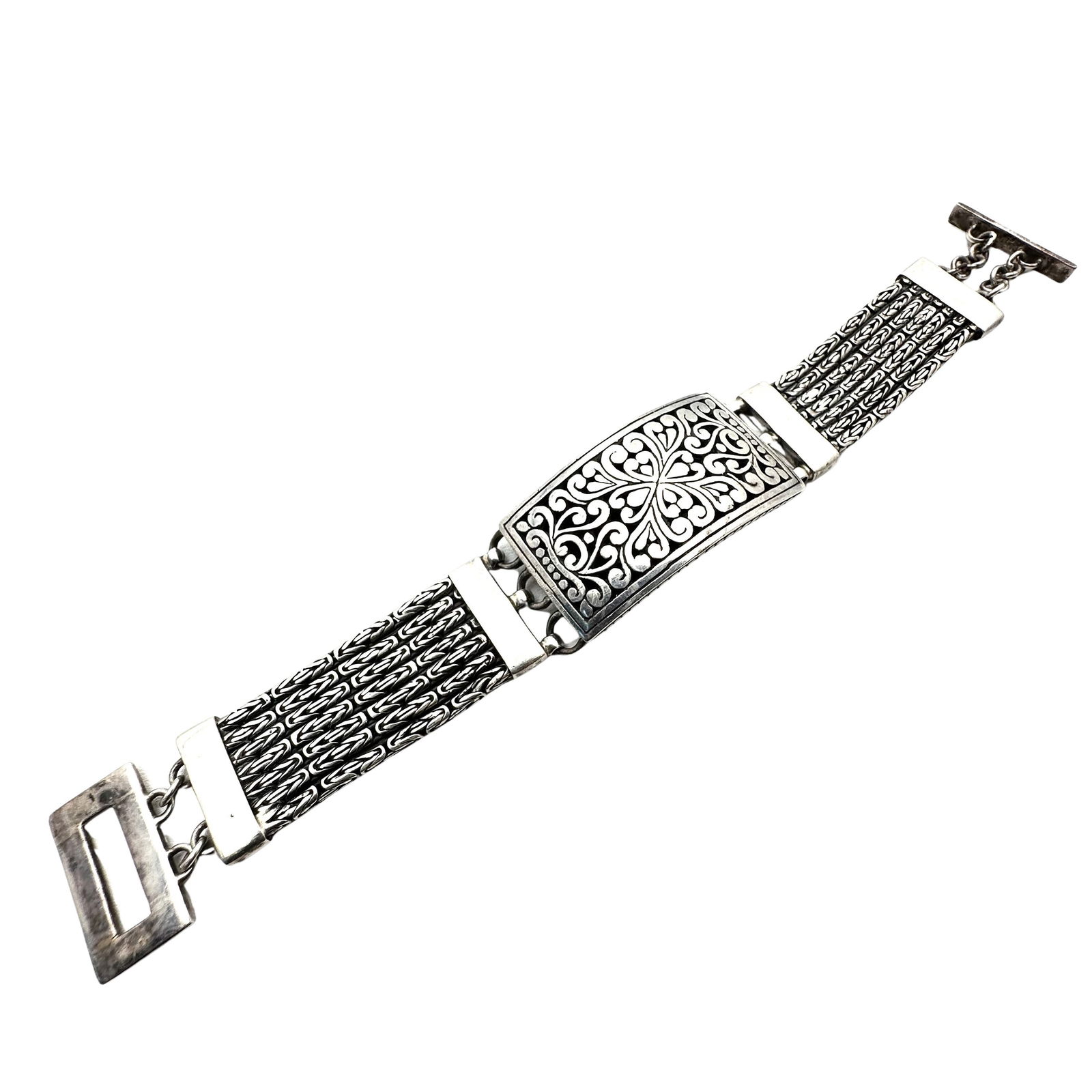 Heavy Quality Sterling Silver Bracelet 7.5 Inch Length Weight 56 Grams Designer? (1 of 2)