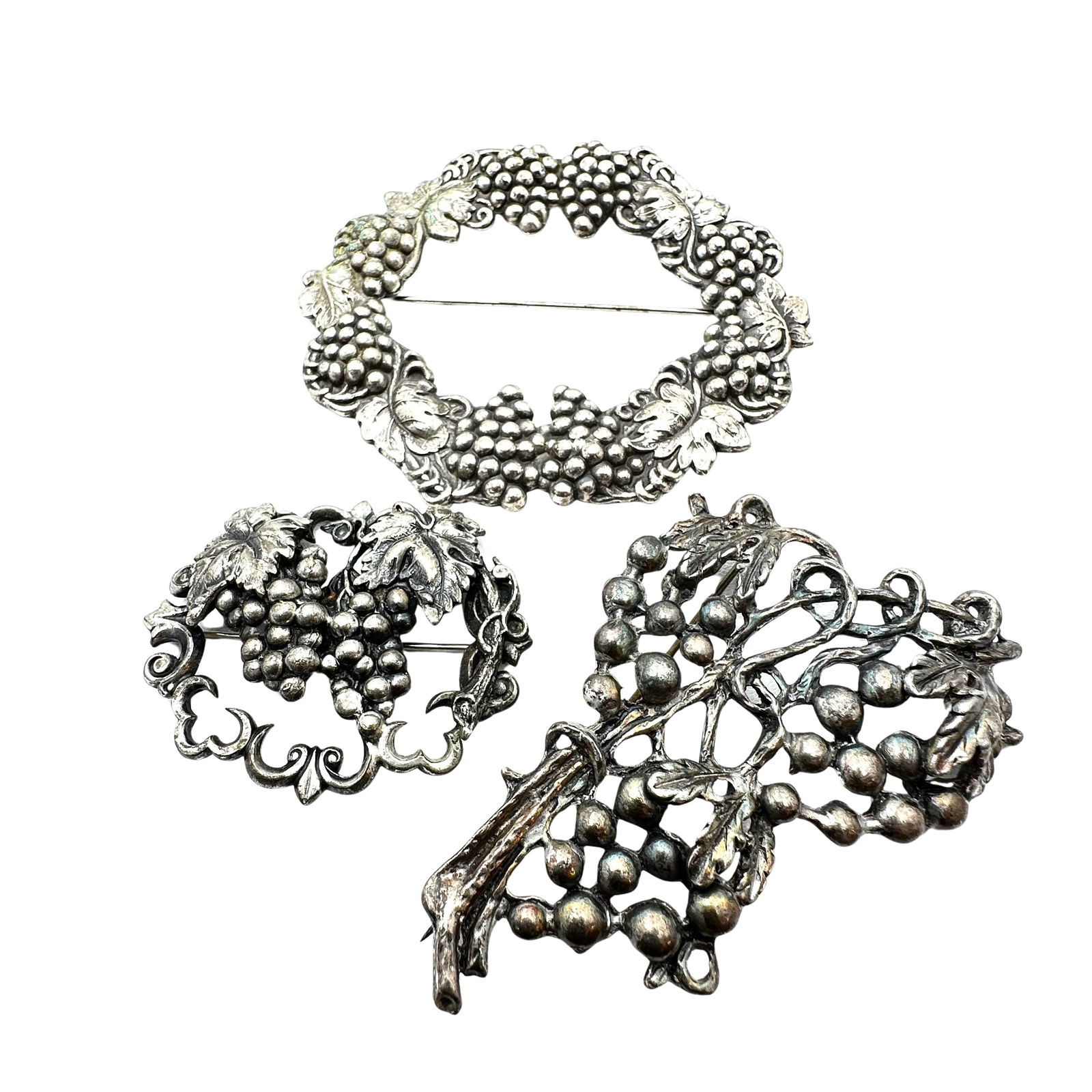 Antique Group Silver Tone Brooches Pins Fruit Designs (1 of 2)