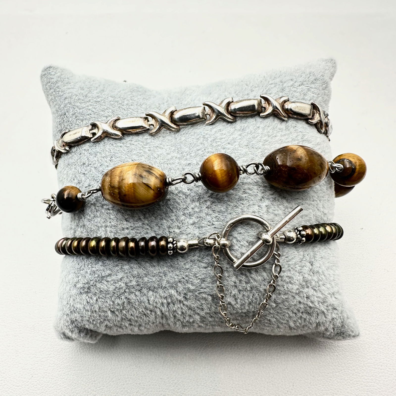 Group Sterling Silver Bracelets Various Sizes Styles Weight 28 Grams (1 of 2)