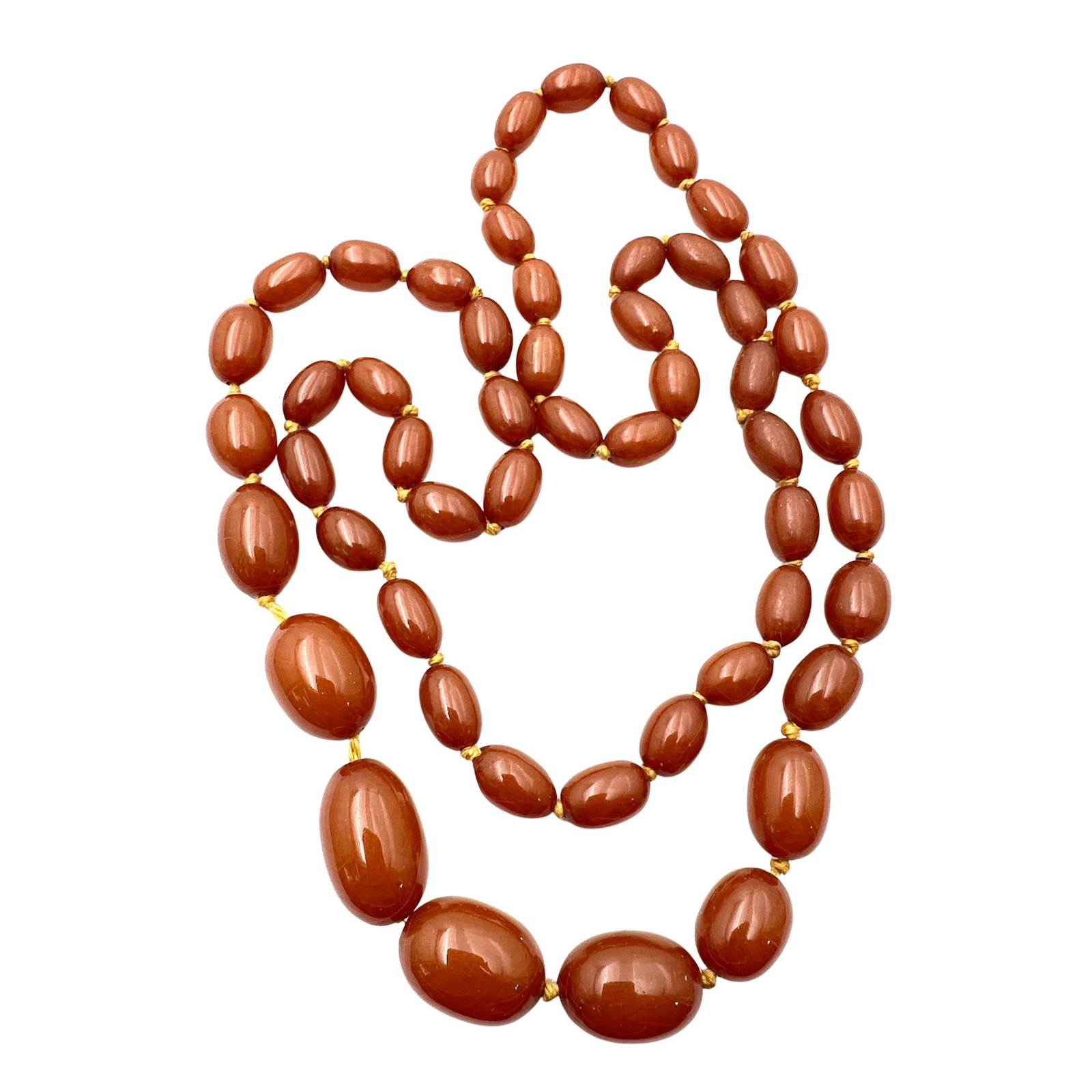 Antique Hand Knotted Amber Necklace 32 Inch 45 Grams: Antique Hand Knotted Amber Necklace 32 Inch 45 Grams