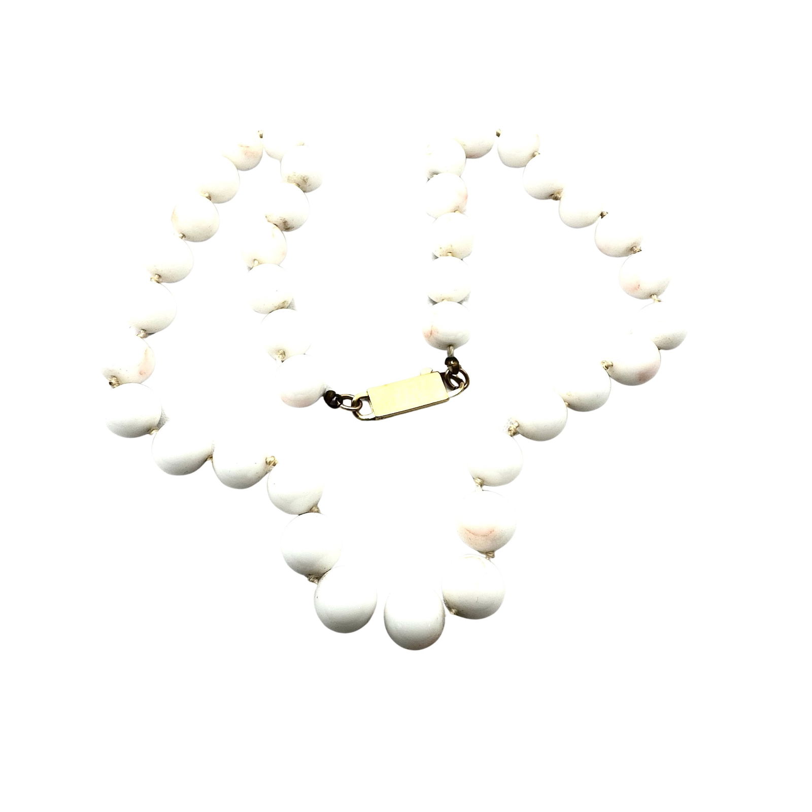 Vintage Pink White Shell Bead Necklace Gold Filled Clasp 18 Inch (1 of 2)