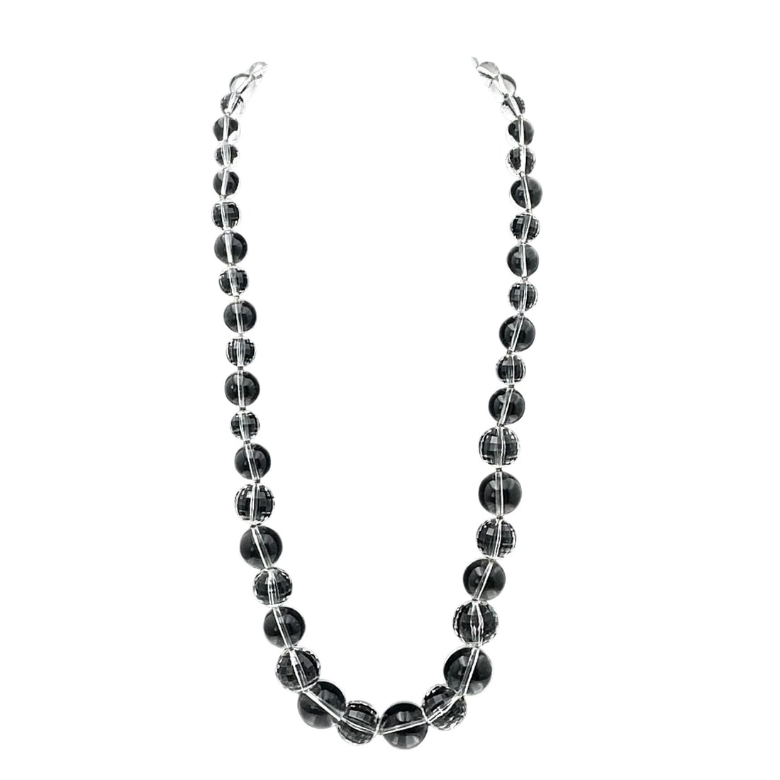 Vintage Large Lucite Bead Silver Tone Necklace 28 Inch Length: Vintage Large Lucite Bead Silver Tone Necklace 28 Inch Length