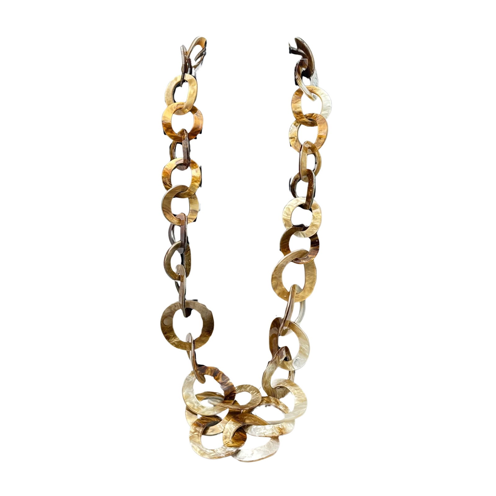 Designer Marbled Lucite Large Link Necklace 36 Inch Length: Designer Marbled Lucite Large Link Necklace 36 Inch Length