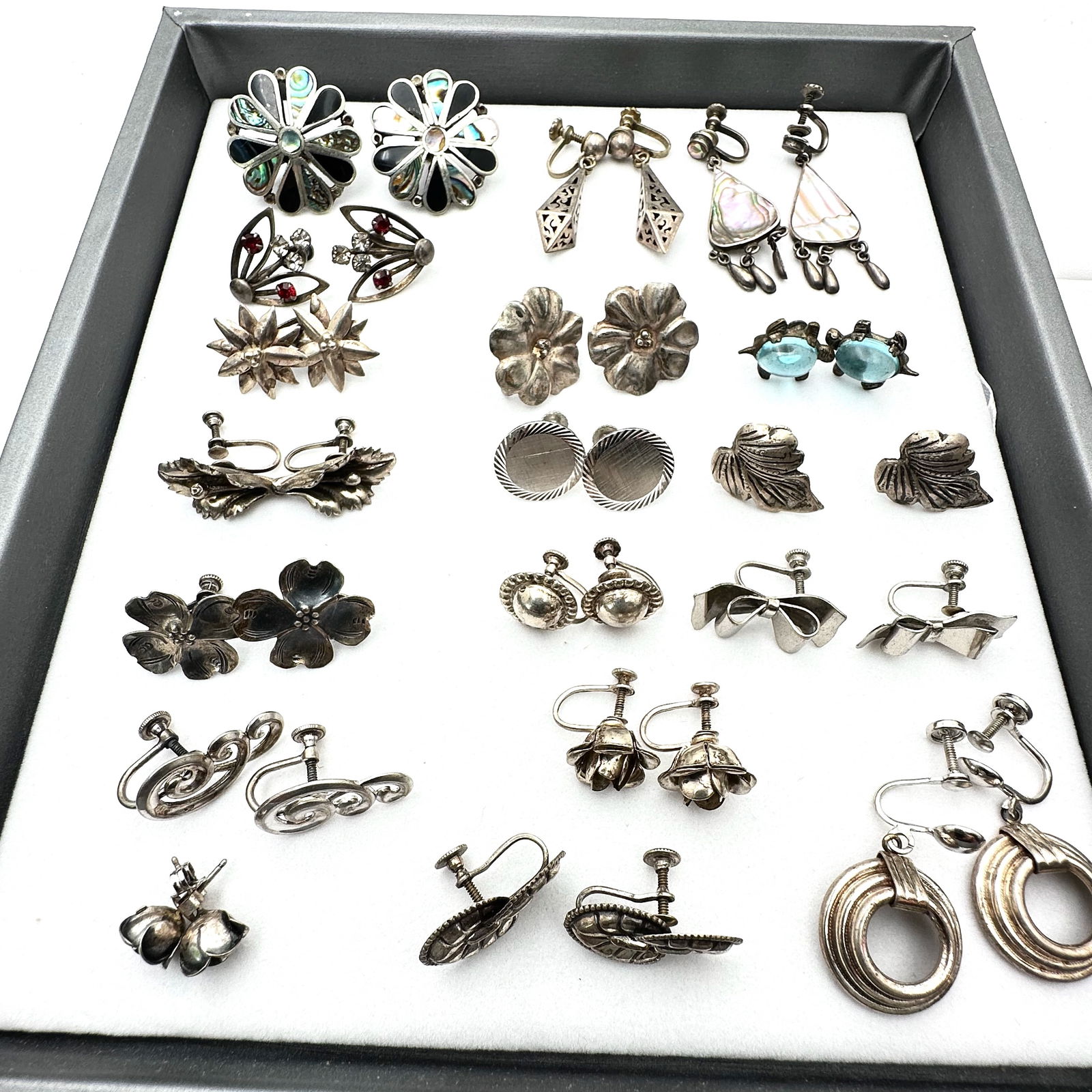 Antique Vintage Group Sterling Silver Screw Back Earrings Turtles Mexico (1 of 2)