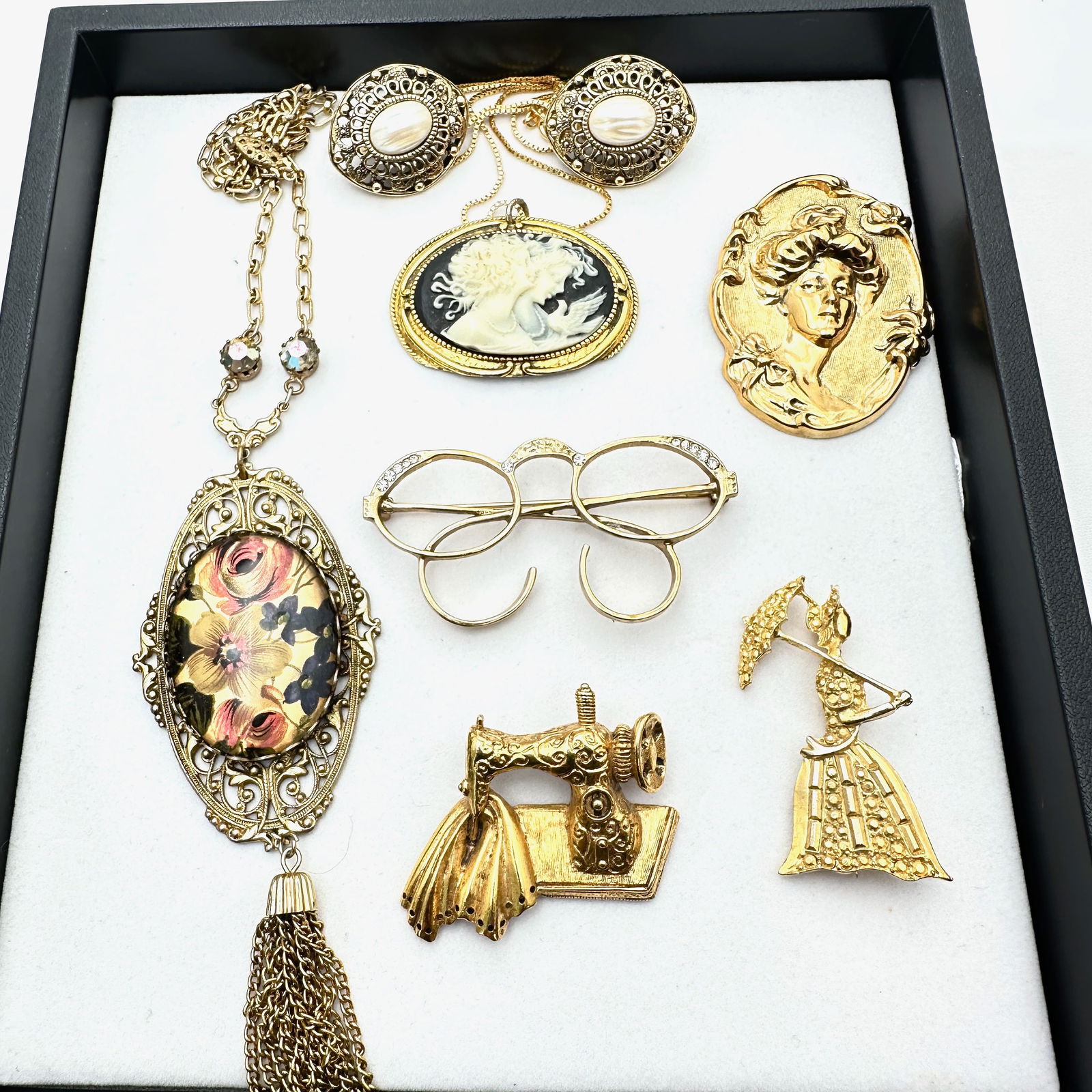 Vintage Jewelry Group 1928 Victorian Revival Style Necklace Brooches Earrings (1 of 2)