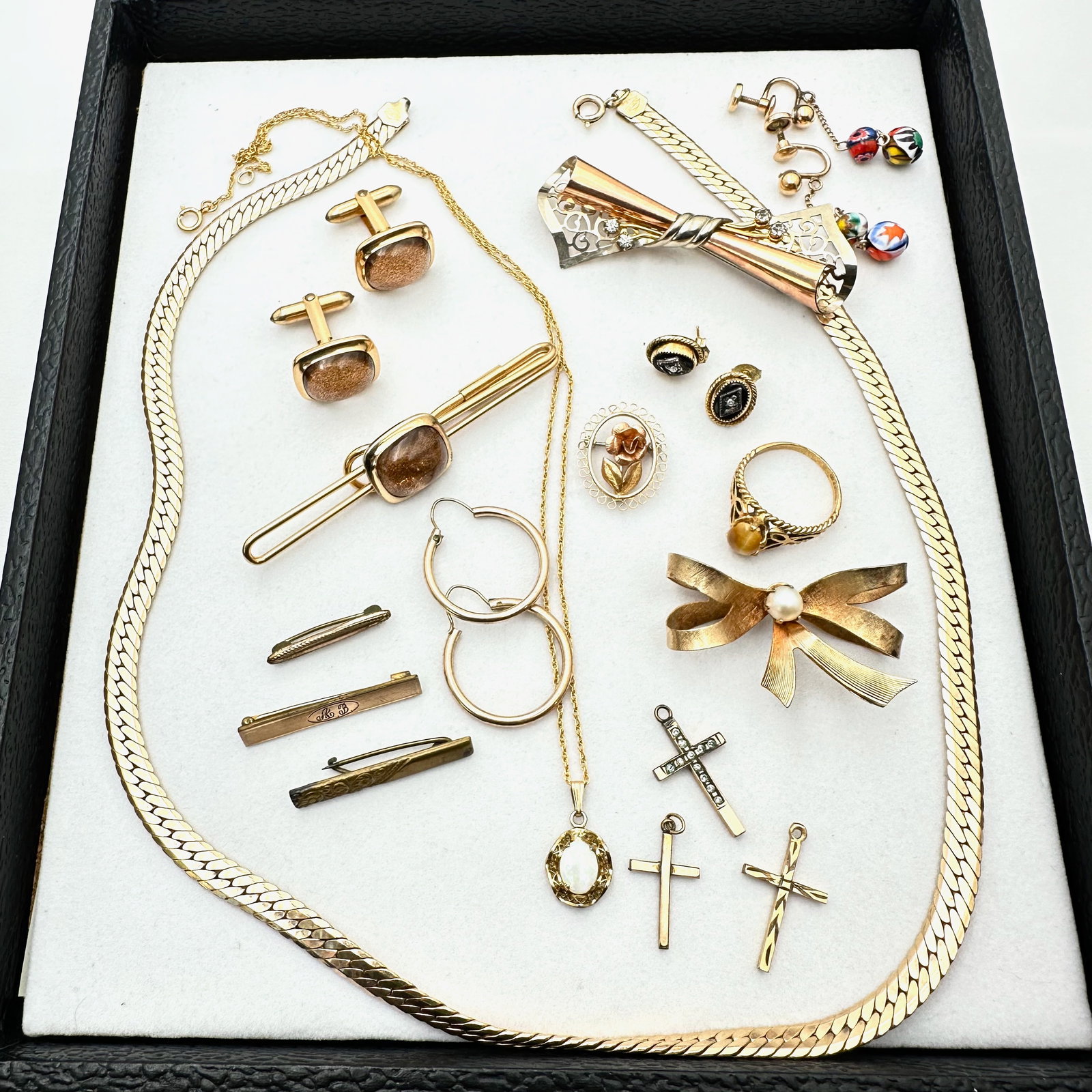 Vintage Gold Filled Jewelry Group Necklaces Pendants Earrings Brooches Cuff Links: Vintage Gold Filled Jewelry Group Necklaces Pendants Earrings Brooches Cuff Links