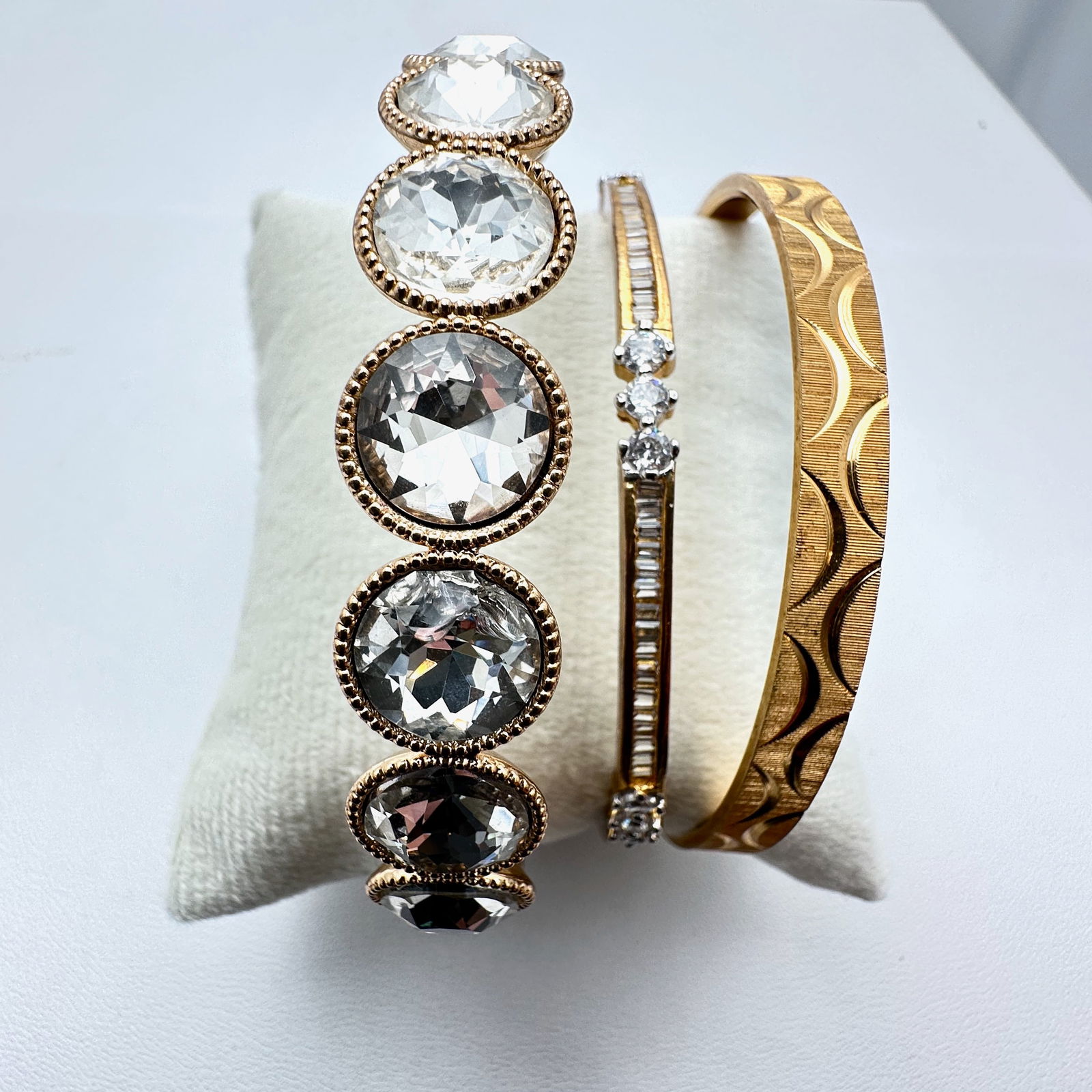 Group Costume Bracelets Gold Tone Clear Crystals Bangles: Group Costume Bracelets Gold Tone Clear Crystals Bangles