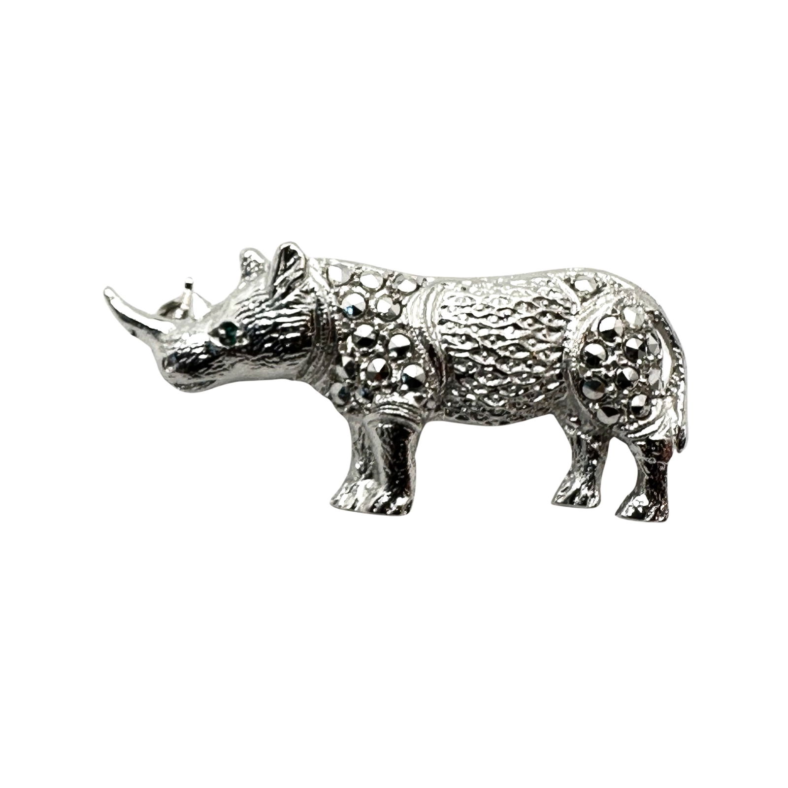Vintage Marcasite Rhino Brooch Pin 1.5 Inch: Vintage Marcasite Rhino Brooch Pin 1.5 Inch