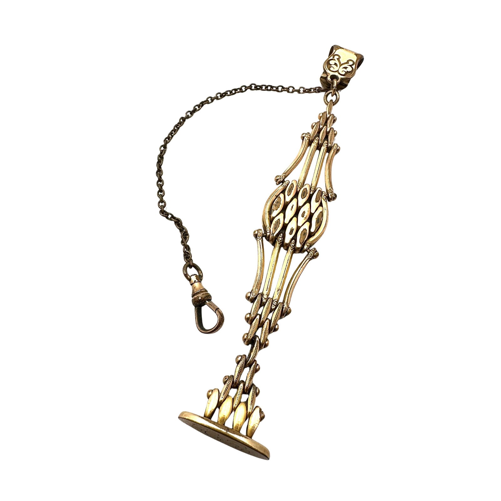 Antique Vintage Victorian Gold Filled Pocket Watch Chain and Fob 4.5 Inch (1 of 2)