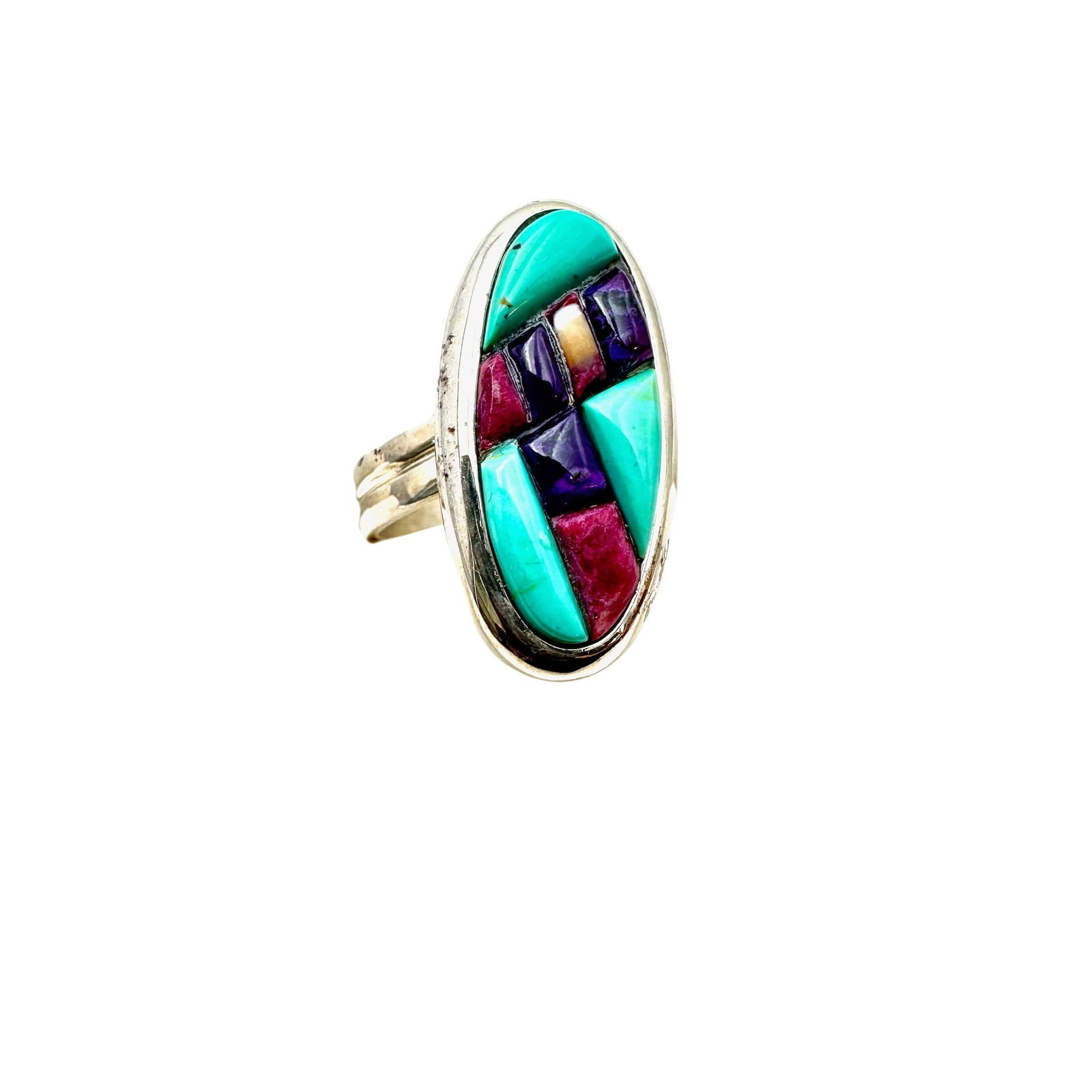 Jay King Desert Rose Trading Inlay Turquoise Gemstone Sterling Silver Ring Size 8 (1 of 2)