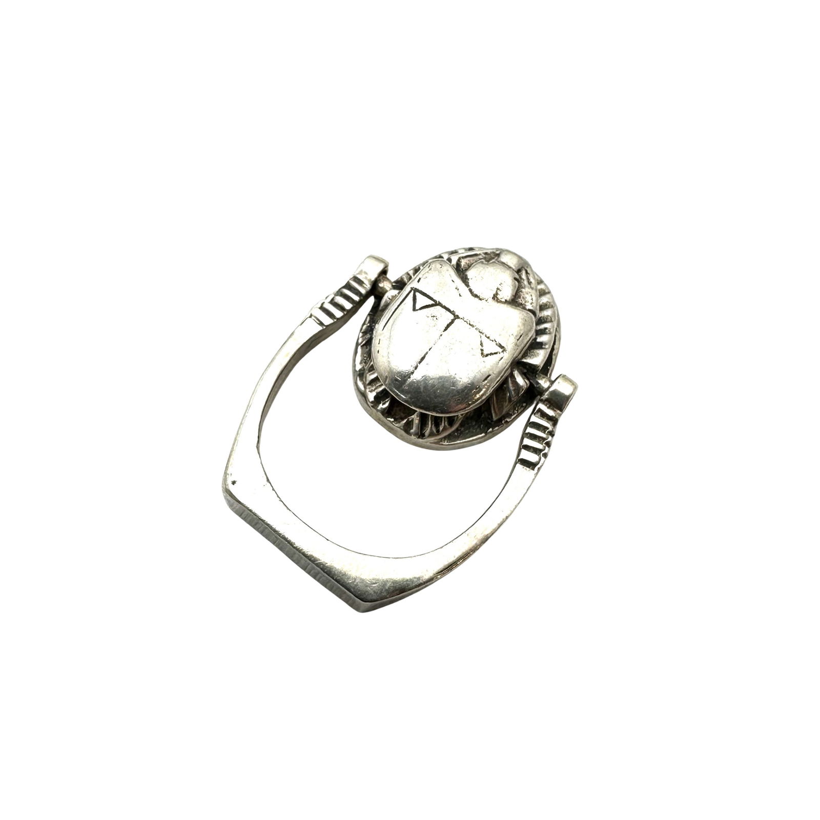 Vintage Egyptian Revival Scarab Sterling Silver Flip Ring Size 9 Nice Heavy Quality Made (1 of 2)