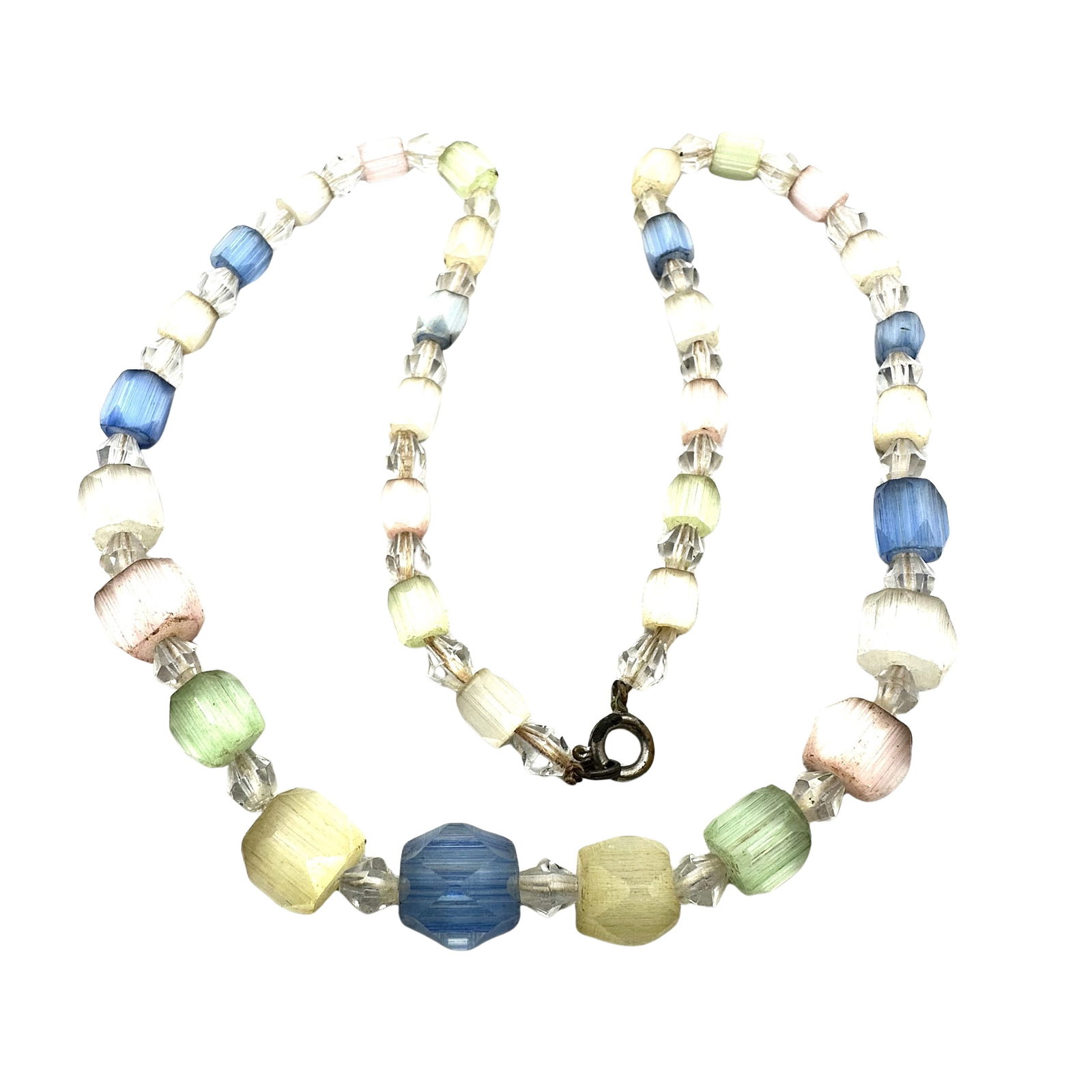 Vintage Antique Pastel Satin Glass Bead Necklace 17 Inch: Vintage Antique Pastel Satin Glass Bead Necklace 17 Inch