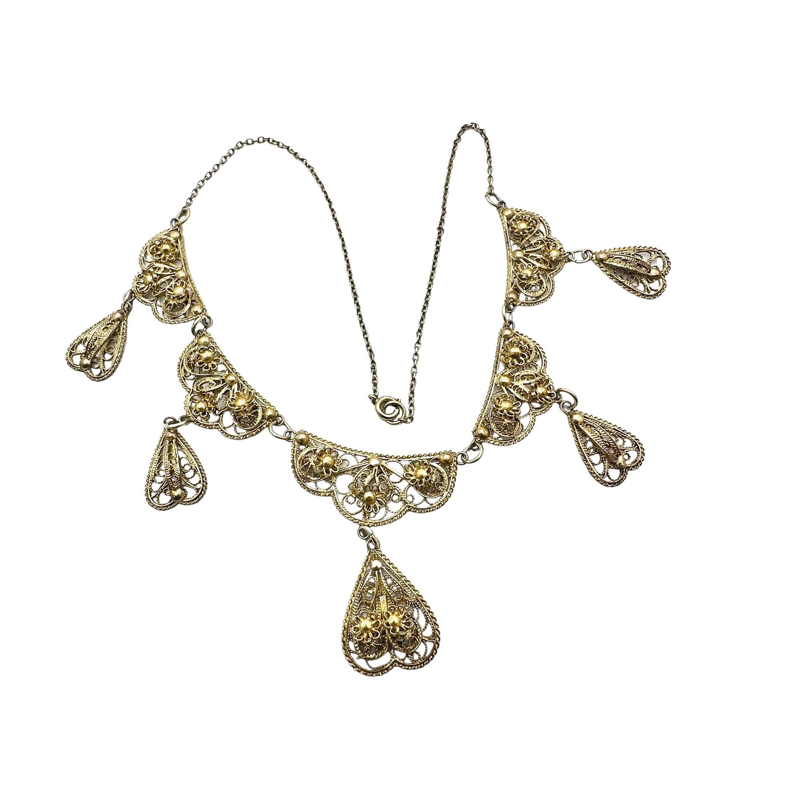 Antique Vintage Gold Gilt Filigree Choker Necklace 16 Inch Length: Antique Vintage Gold Gilt Filigree Choker Necklace 16 Inch Length