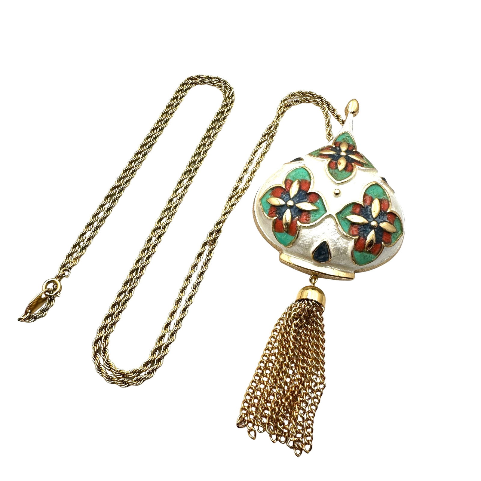 Vintage Park Lane Enamel Chinese Lantern Design Gold Tone Pendant Necklace 26 Inch: Vintage Park Lane Enamel Chinese Lantern Design Gold Tone Pendant Necklace 26 Inch