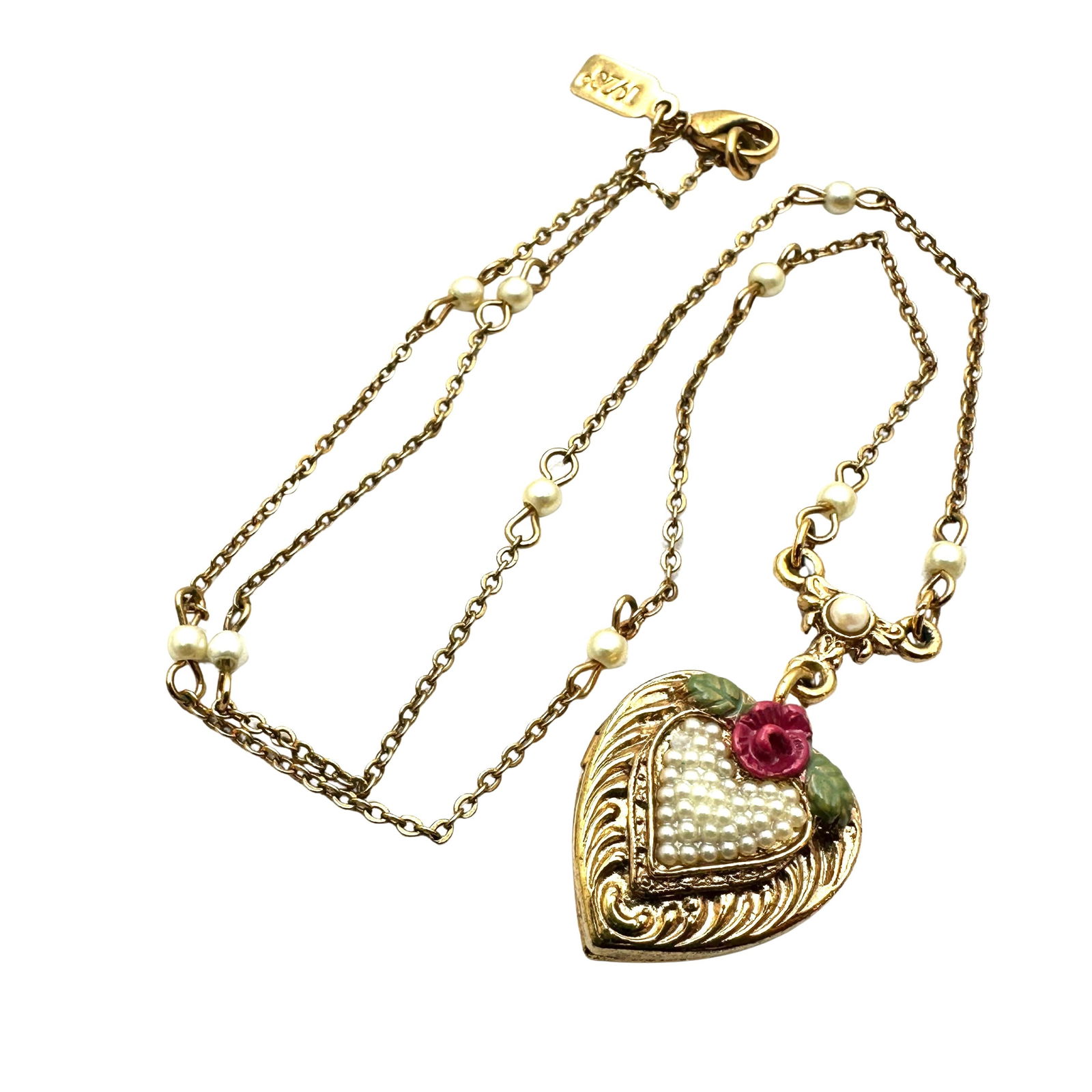 Vintage 1928 Heart Locket Gold Tone Pendant Necklace 18 Inch: Vintage 1928 Heart Locket Gold Tone Pendant Necklace 18 Inch