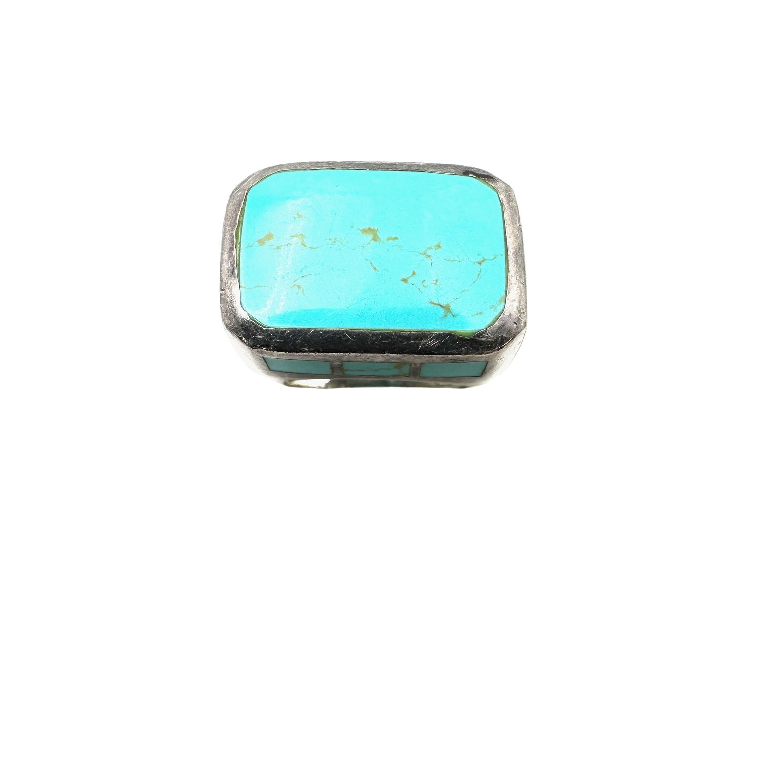 Inlay Turquoise Sterling Silver Ring Size 8.5 Weight 14 Grams (1 of 3)