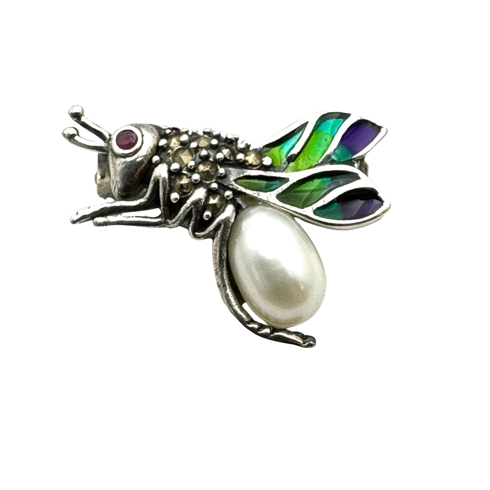 Sterling Silver Piqué Da Jour Pearl Bumble Bee Brooch Pin 1 Inch (1 of 2)