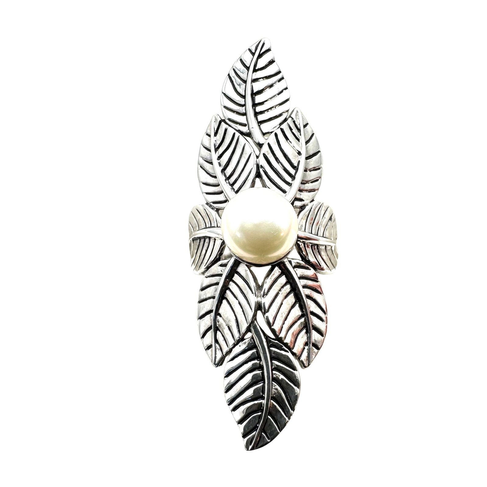 White Freshwater Pearl Sterling Silver Oversized Statement Ring Size 8 Weight 11 Grams (1 of 2)